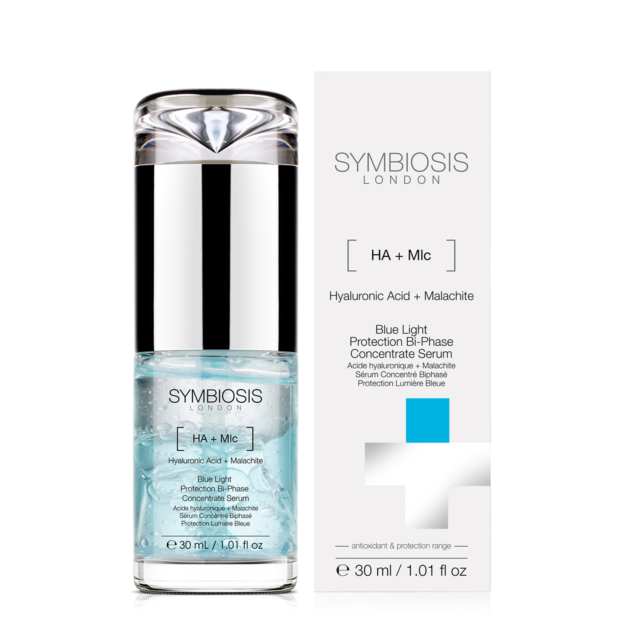 Sérum concentrado bifásico de protección contra la luz azul de malaquita + ácido hialurónico - 30ml Symbiosis Skincare vista0