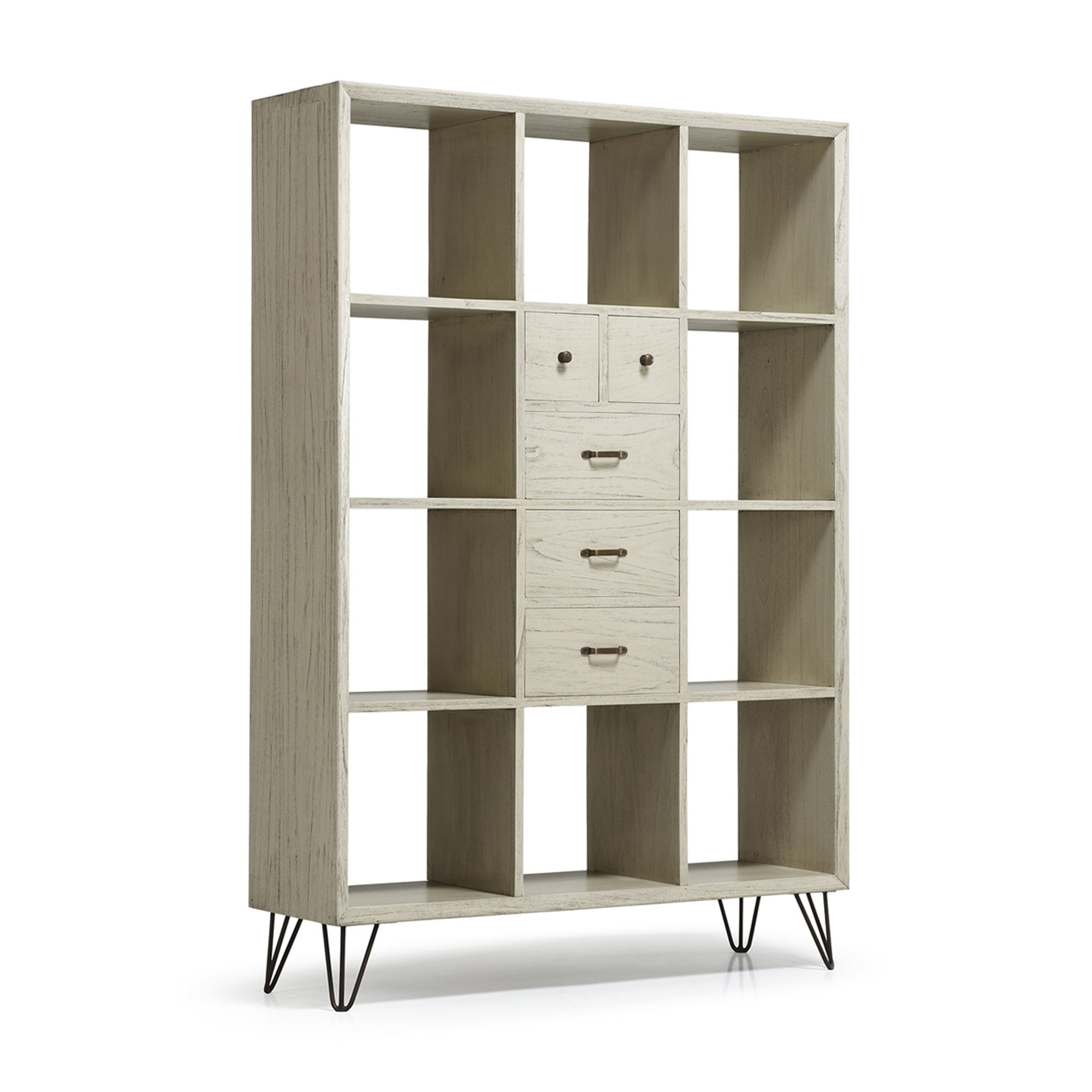 Libreria Muria 2+3 cassetti 10 fori 115*35*167, bianco Moycor vista0