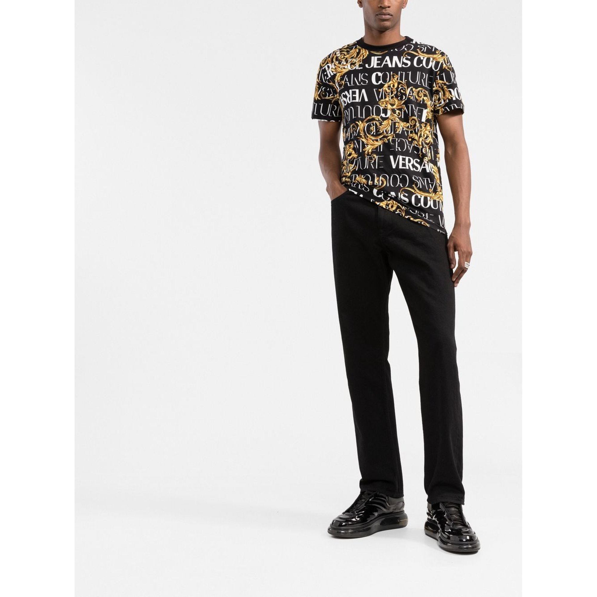 T-shirt imprimé à logo baroque Versace Jeans Couture vista0