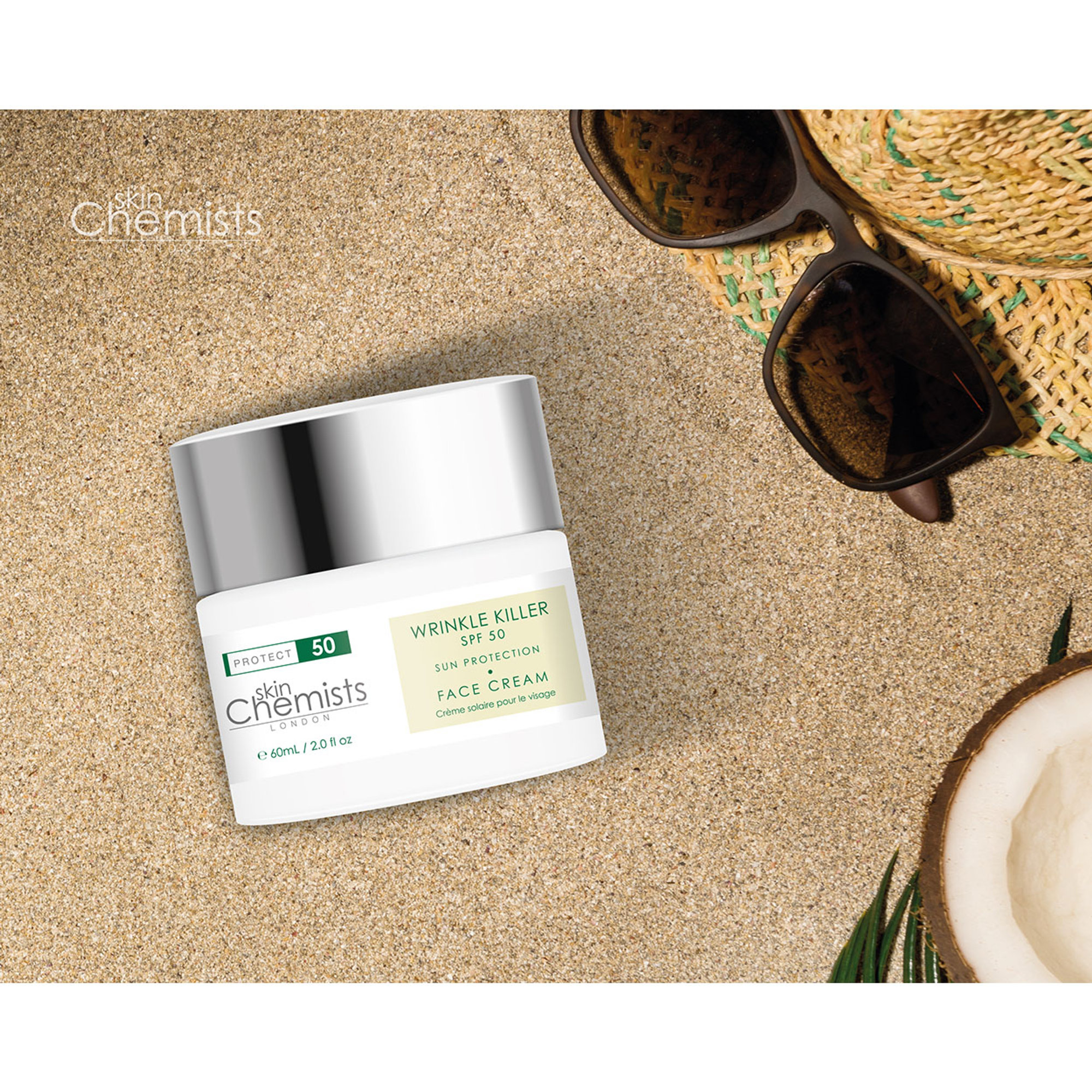 SPF 50 Wrinkle Killer Crema solare giorno idratante 60ml Skin Chemists vista5