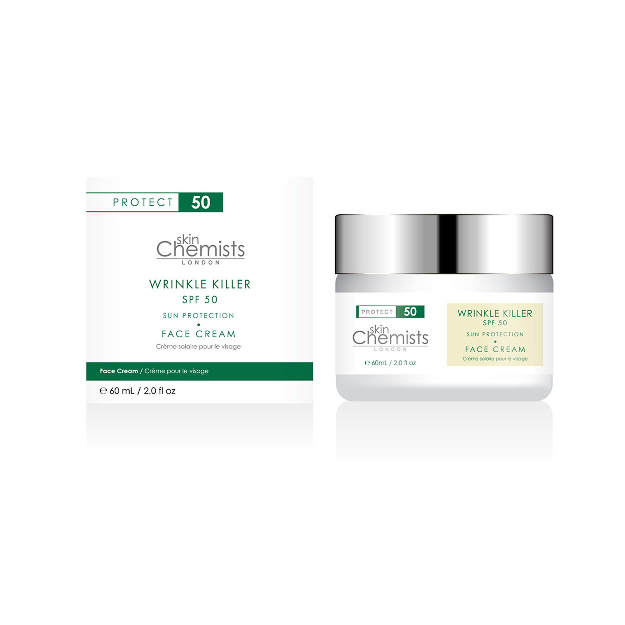 SPF 50 Wrinkle Killer Crema solare giorno idratante 60ml Skin Chemists vista0