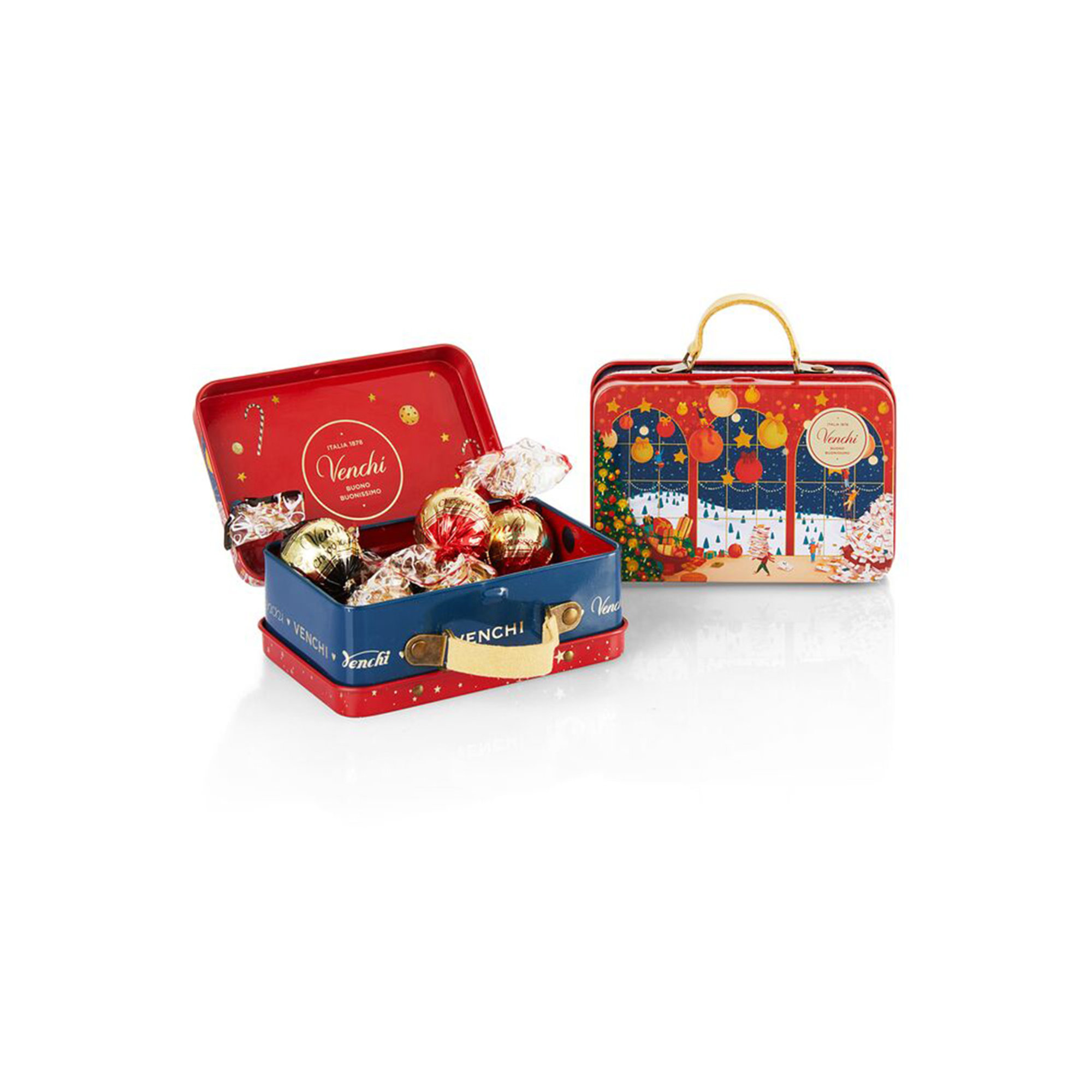 MINI COFFRET ROUGE CHOCOMOUSSE 60g PERE NOEL BOITE 112g RENNE BOITE 65g Venchi vista1