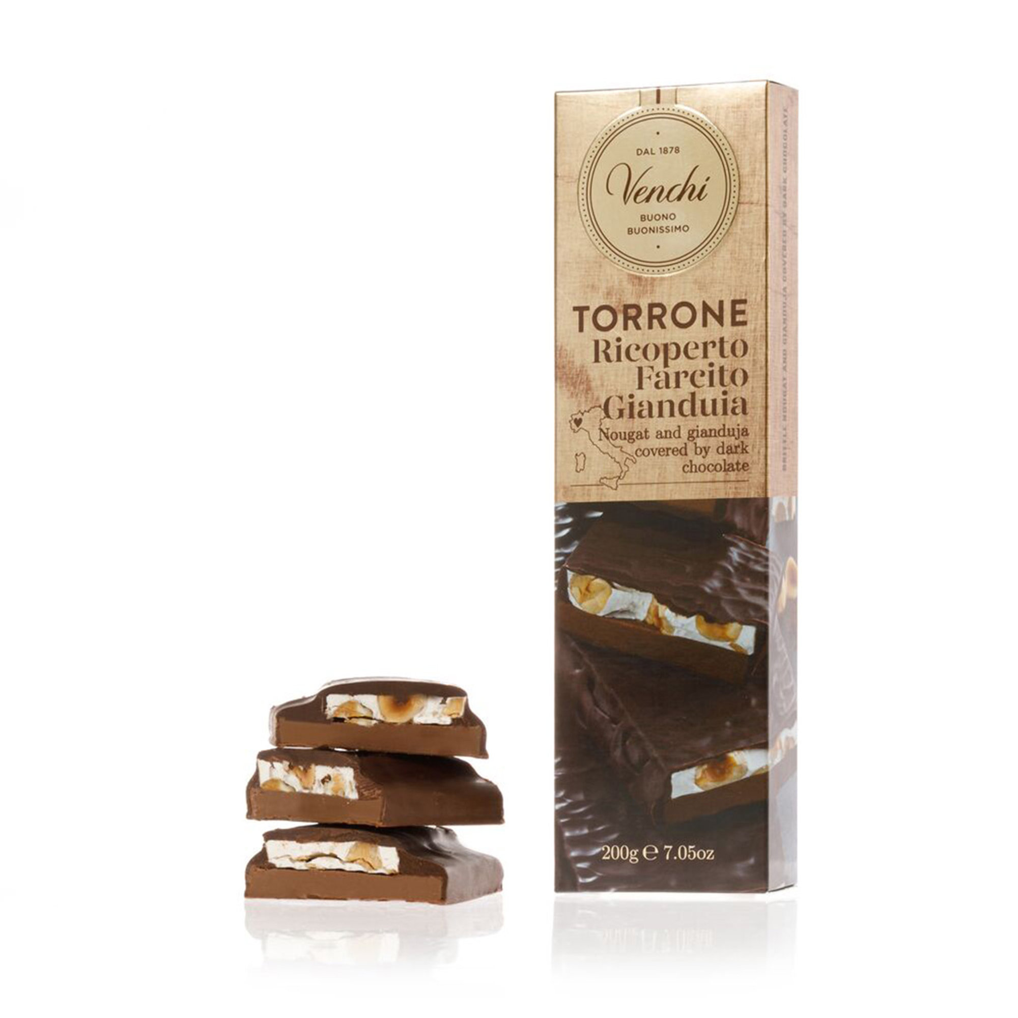 PALO DE TORRONATO GIANDUJA 200g PALO DE TURRÓN AL RON CUBIERTO DE CHOCOLATE 200g Venchi vista1