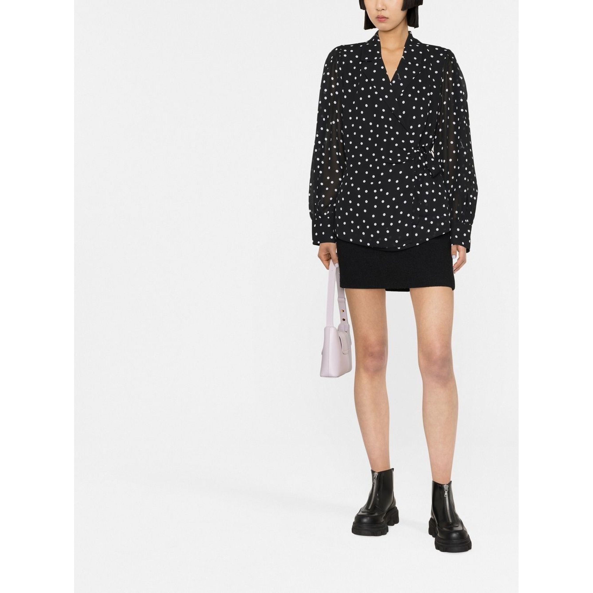 Camicia a portafoglio in crêpe chiaro stampata Ganni vista0