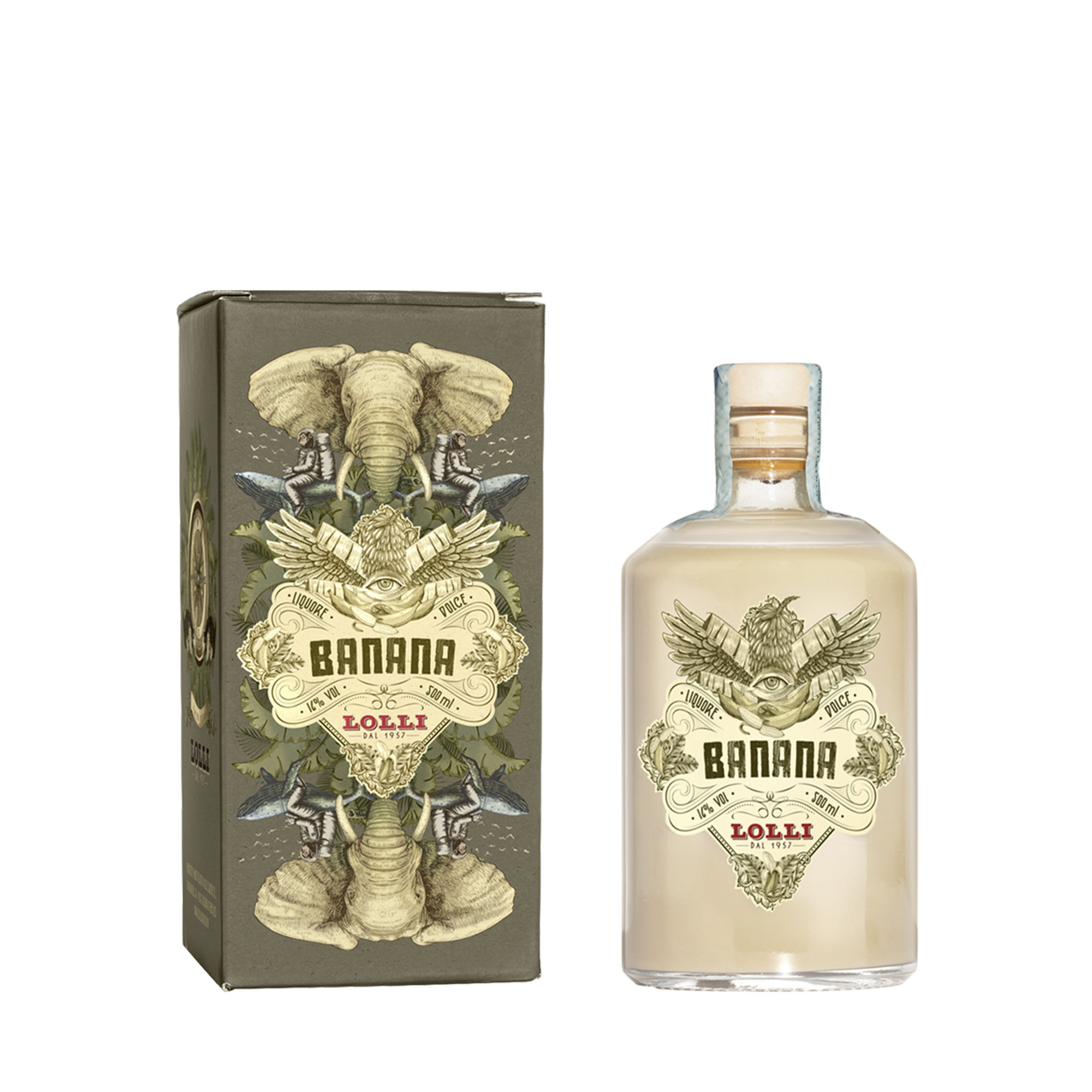 1 flaska - Bananlikör 500 ml i presentförpackning Lolli vista0