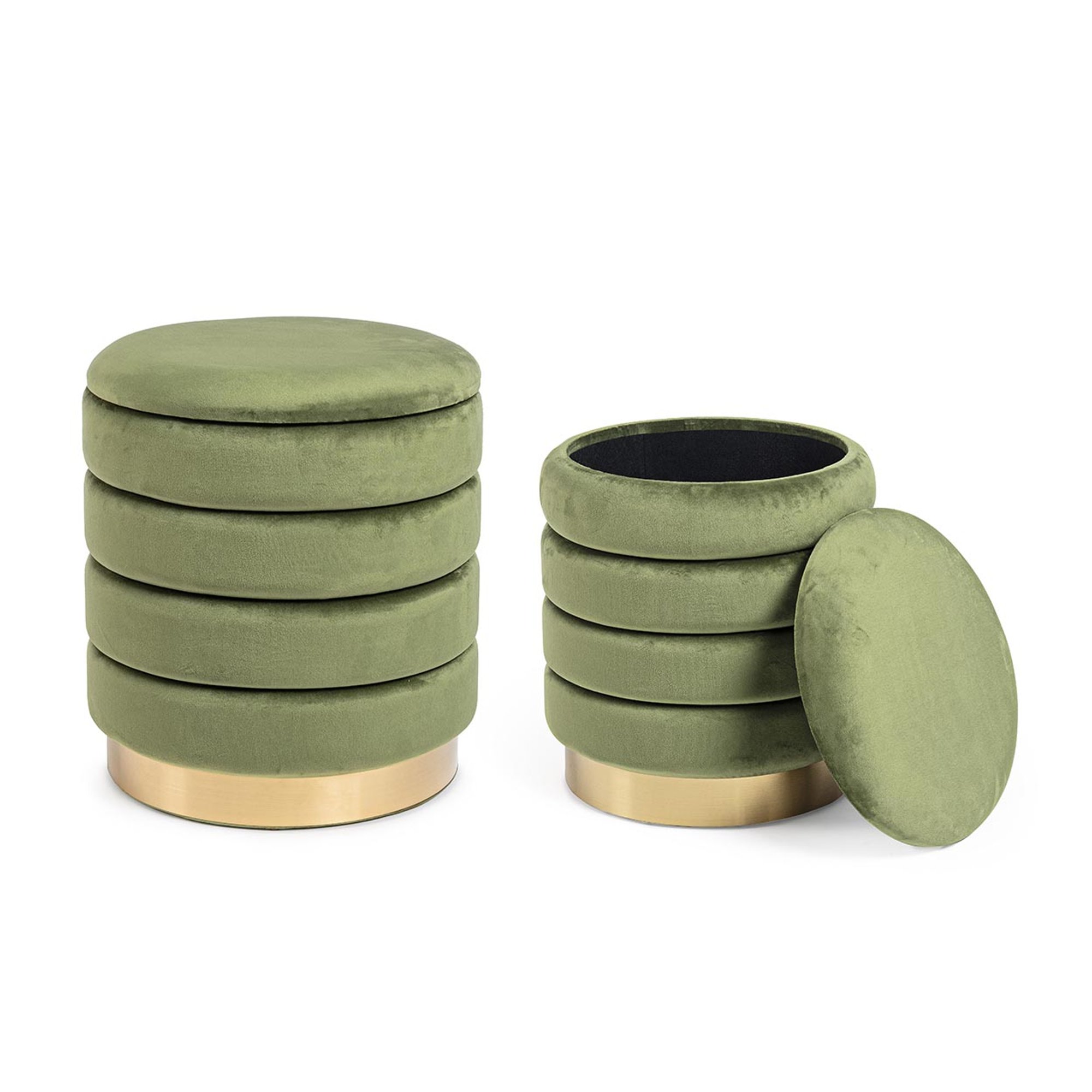 Set 2 pouf contenitore Darina olive Bizzotto vista1