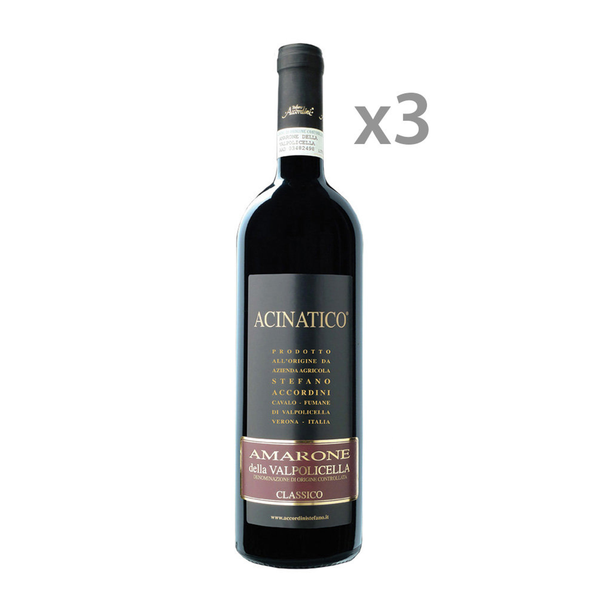 3 bottiglie Amarone della Valpolicella Classico Acinatico DOCG 2018 Accordini vista0