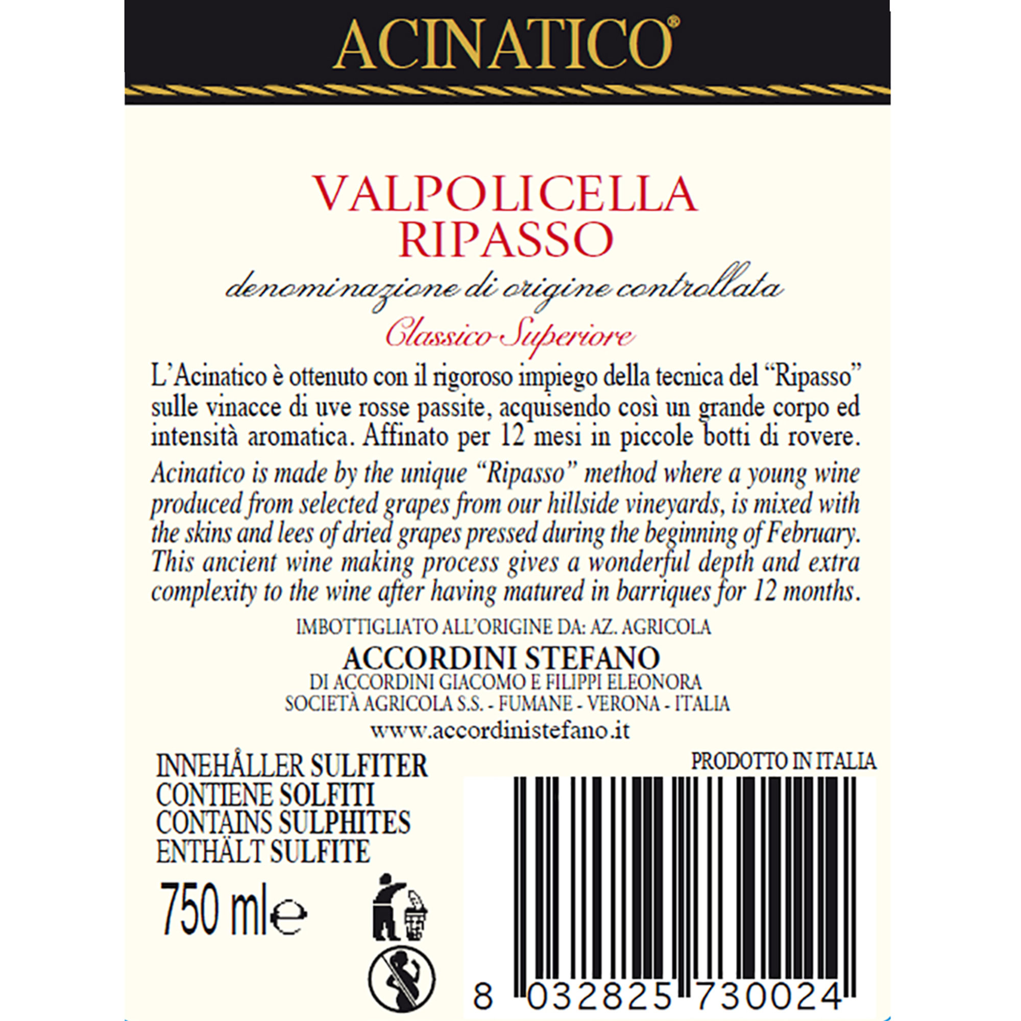 3 bottiglie miste: Valpolicella Classico 2020 - Ripasso 2019 - Amarone 2018 Accordini vista4