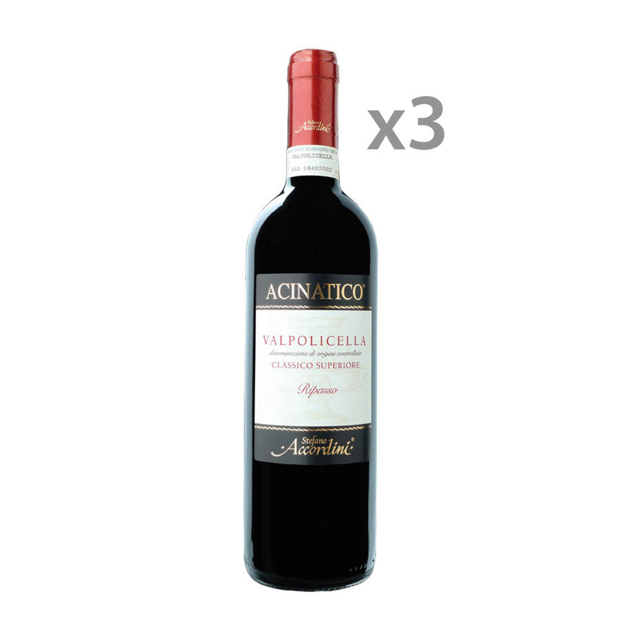 3 bottiglie Valpolicella Classico Superiore Ripasso Acinatico DOC 2019 Accordini vista0