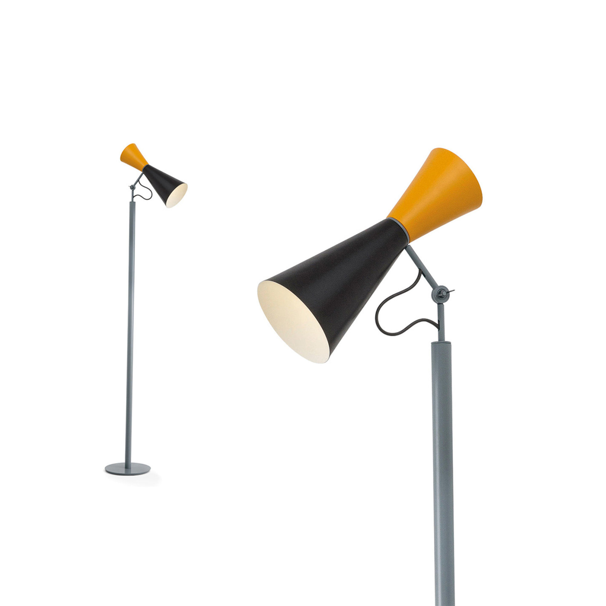 Gulvlampe PARLIAMENT - Le Corbusier - sort/gul Nemo Lighting vista1