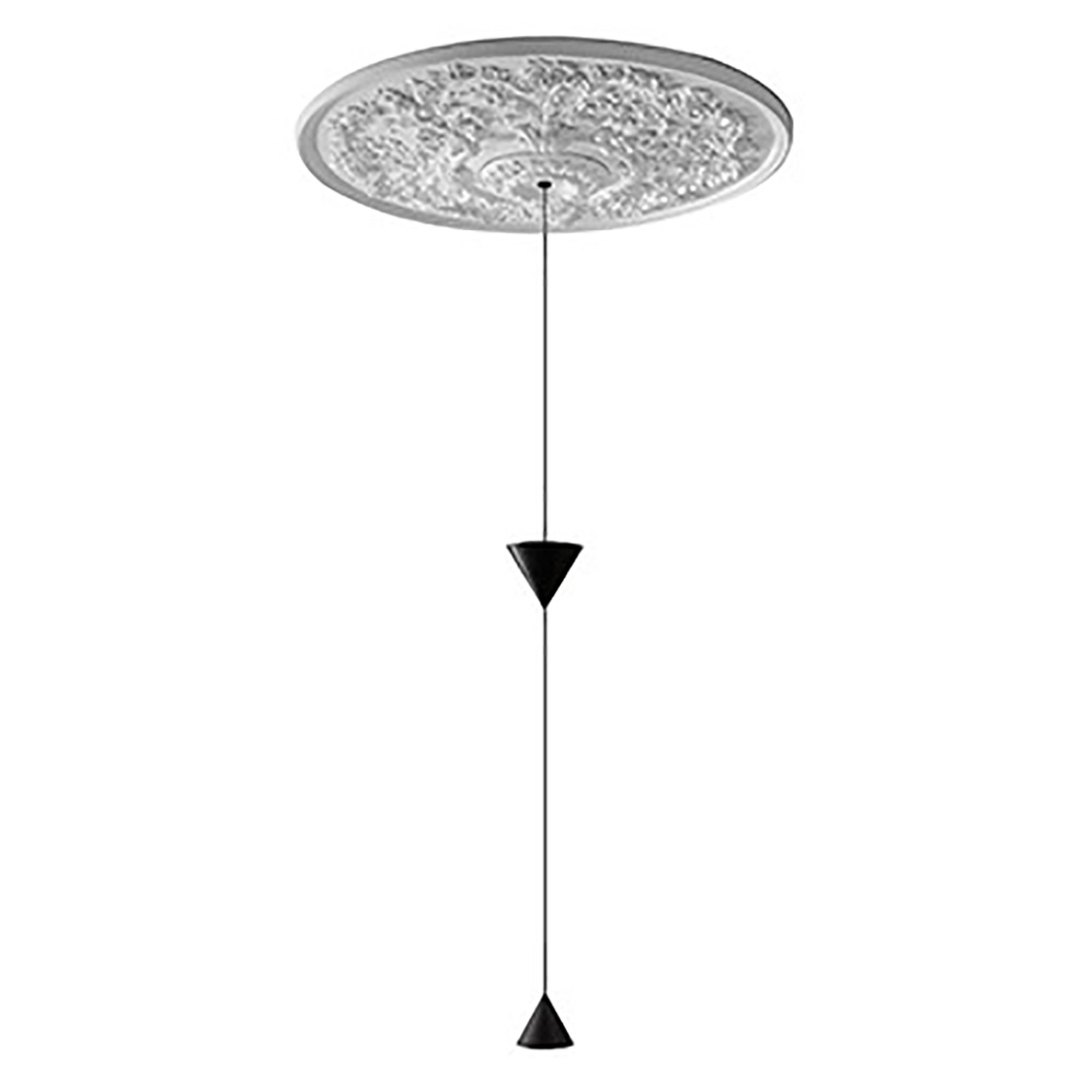 Lampada a sospensione MOONBLOOM grande 2 coni, bianco/nero KARMAN vista0