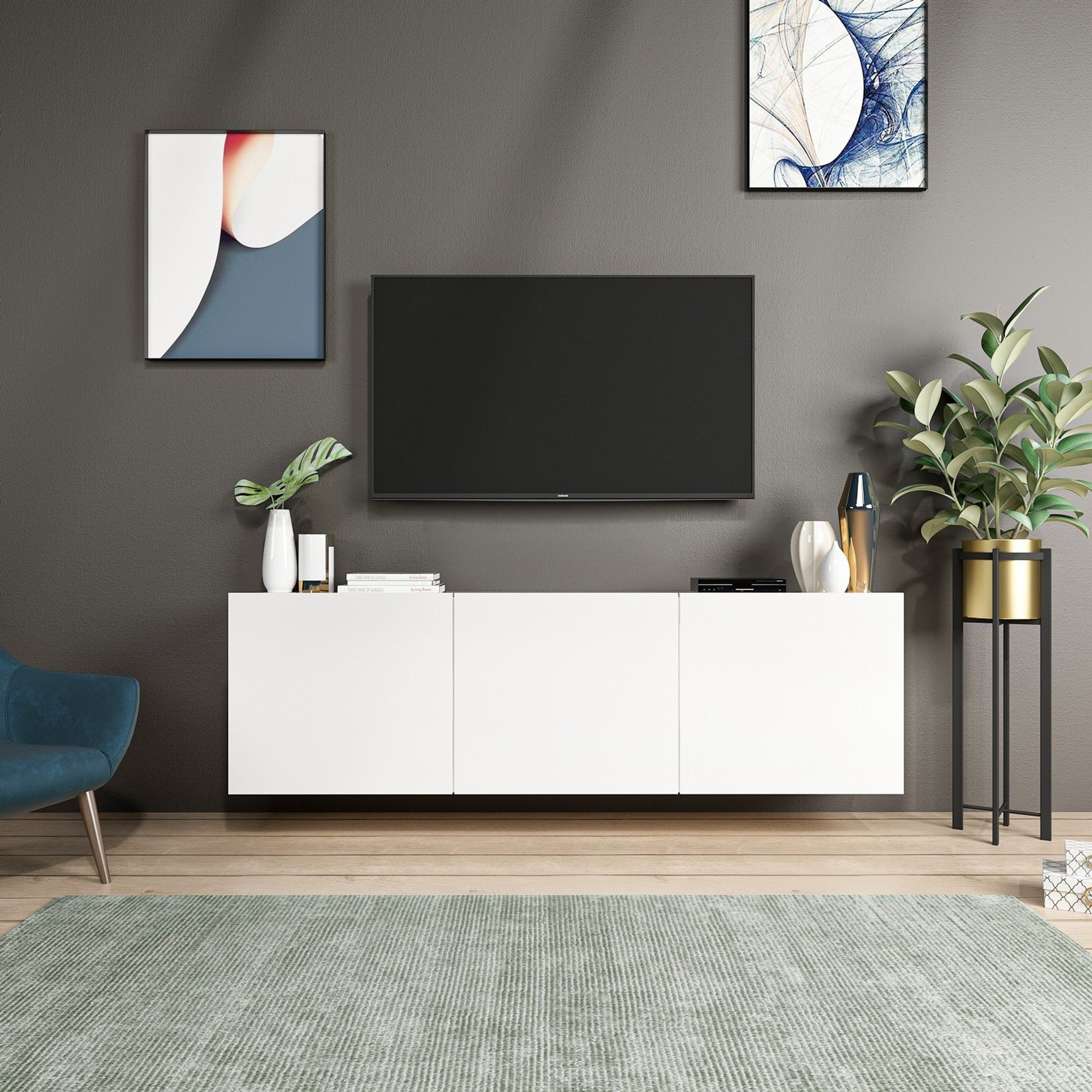 Supporto tv bianco Hanah home vista0