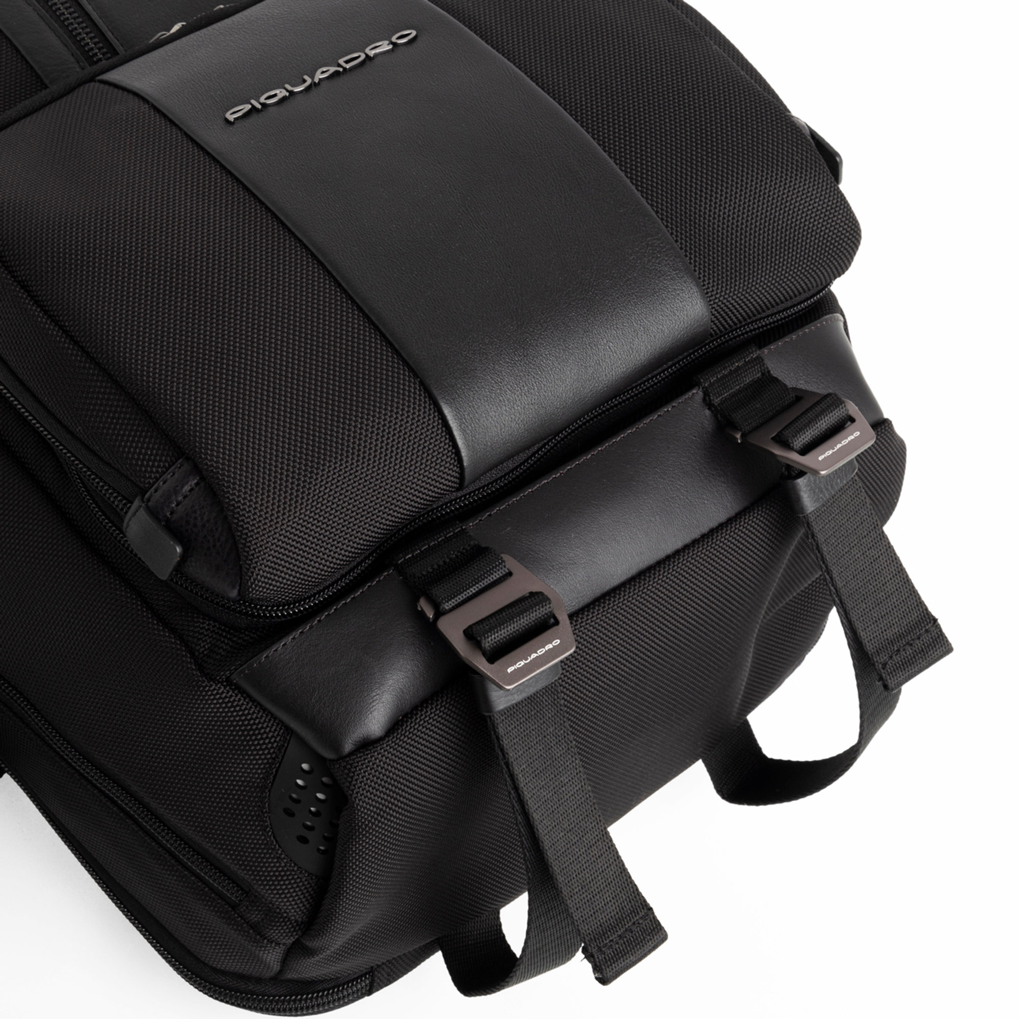 Zaino 2 comparti in tessuto e pelle porta computer e porta ipad® nero Piquadro vista3