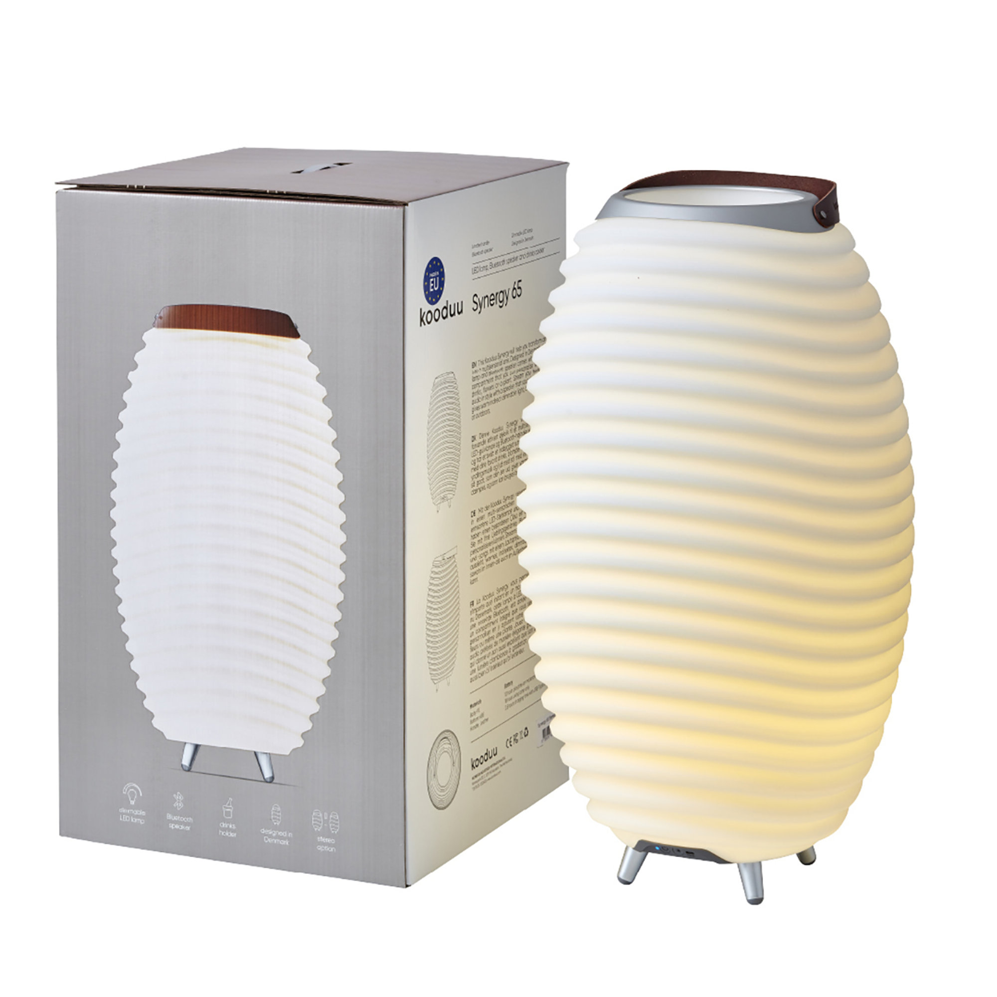 Lámpara LED + altavoz Synergy 65, blanco Kooduu vista21