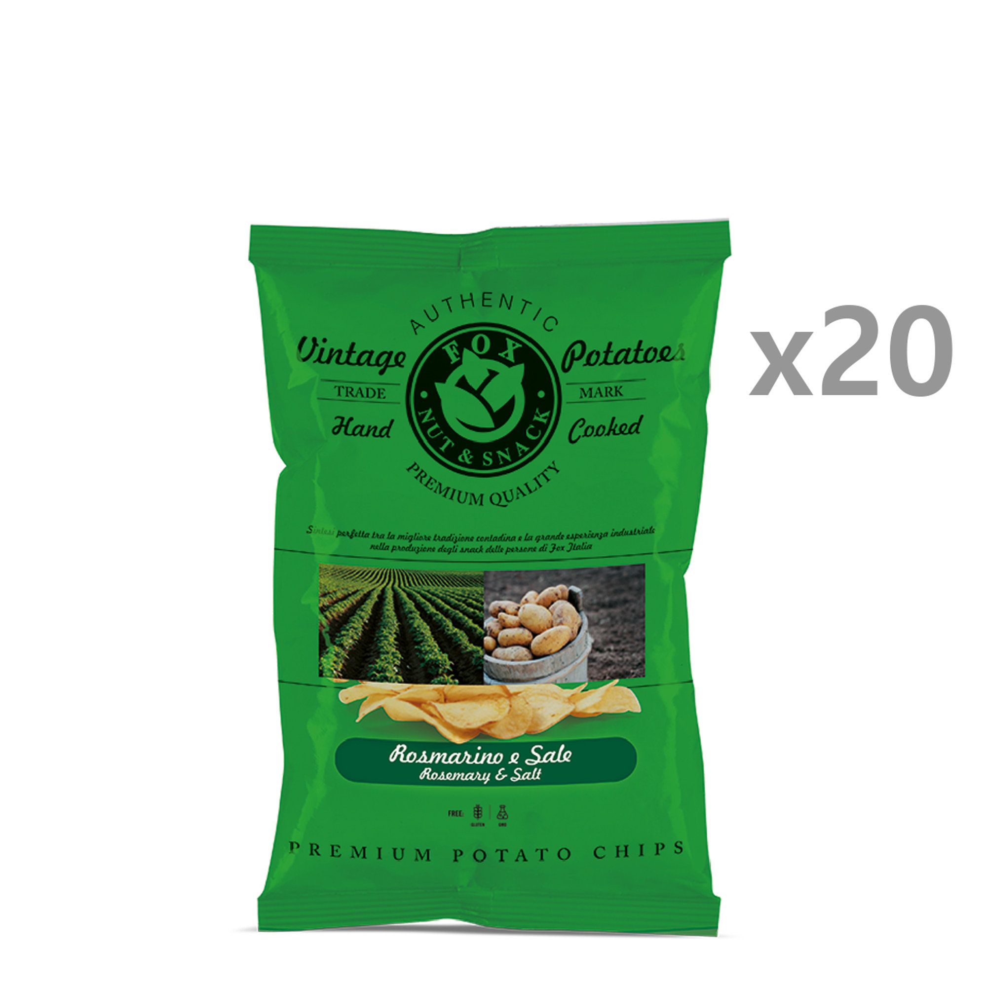 20 pacchetti - Vintage Potatoes al rosmarino da 40 gr Fox Italia vista0