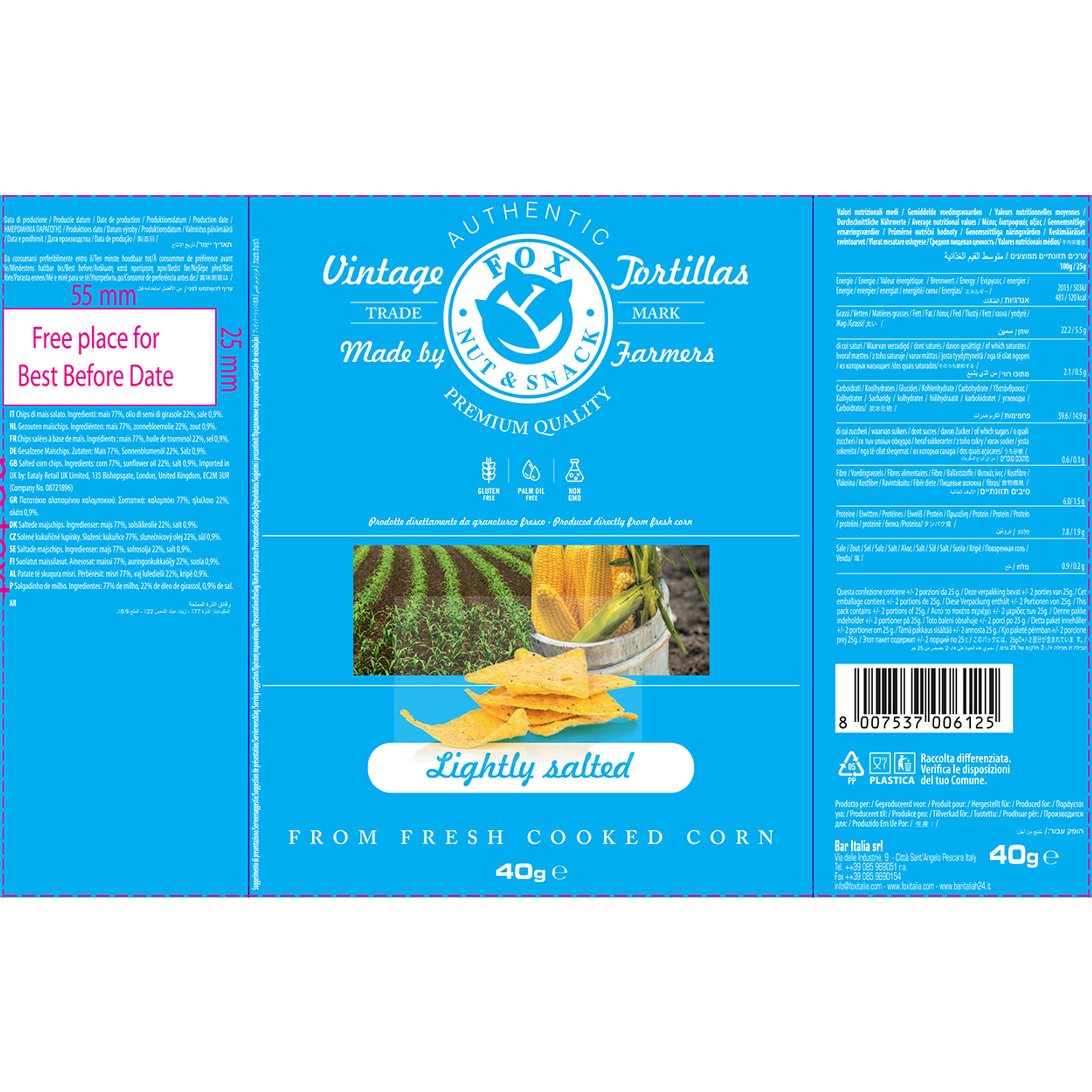 20 pacchetti - Tortilla Chips leggermente salate da 40 gr Fox Italia vista1