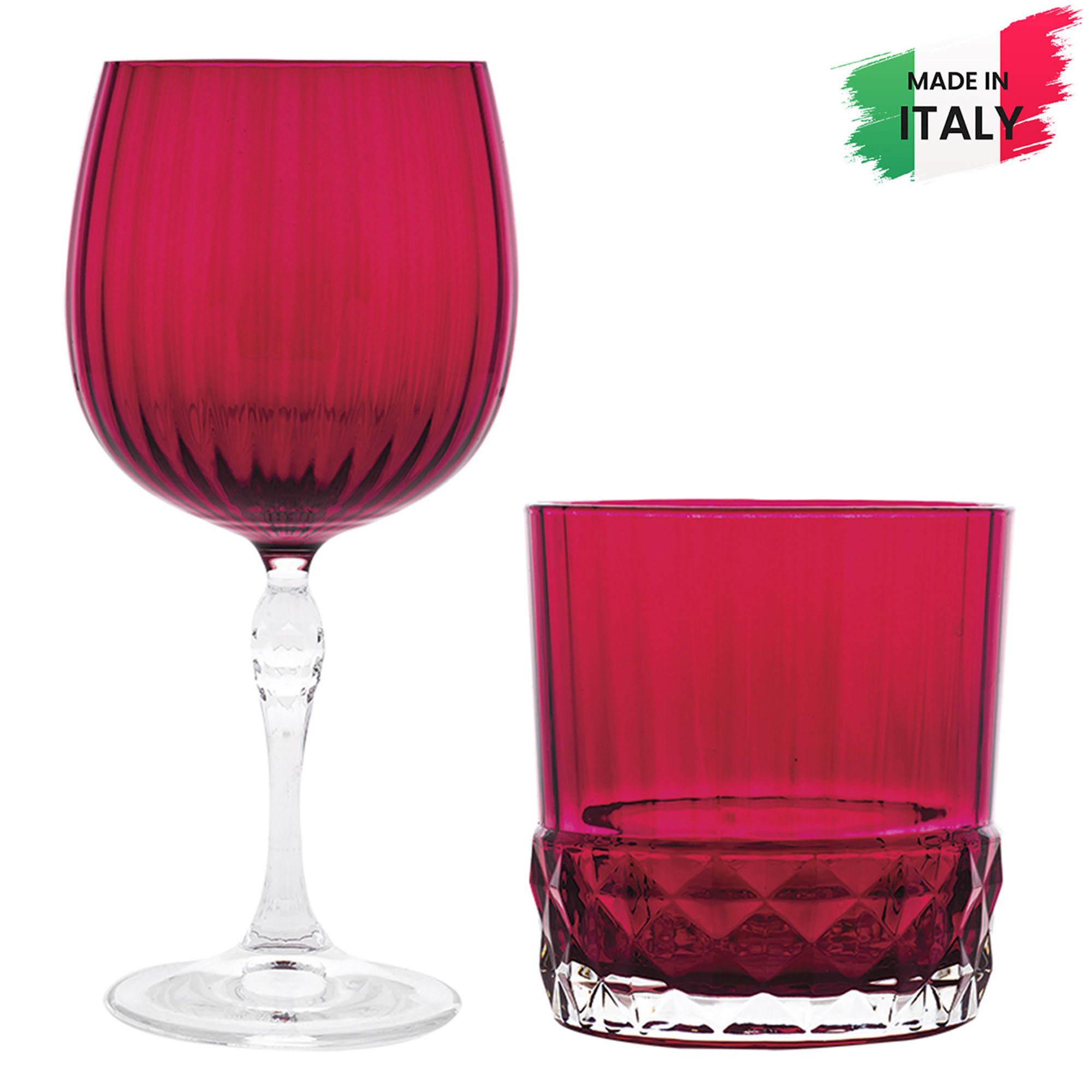 Bicchiere Acqua+Calice Vino Berlino rosso Set 12 Pezzi Villa Altachiara vista0