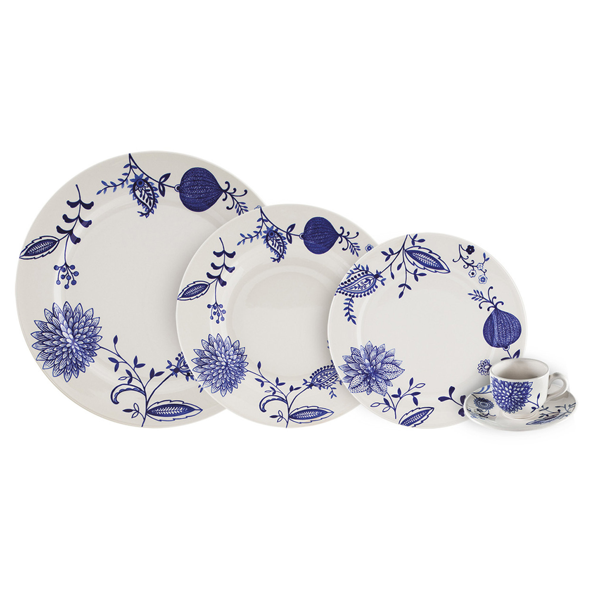 Service d'assiettes avec tasses à café en céramique 31 pièces Bleu oignon Villa Altachiara vista0