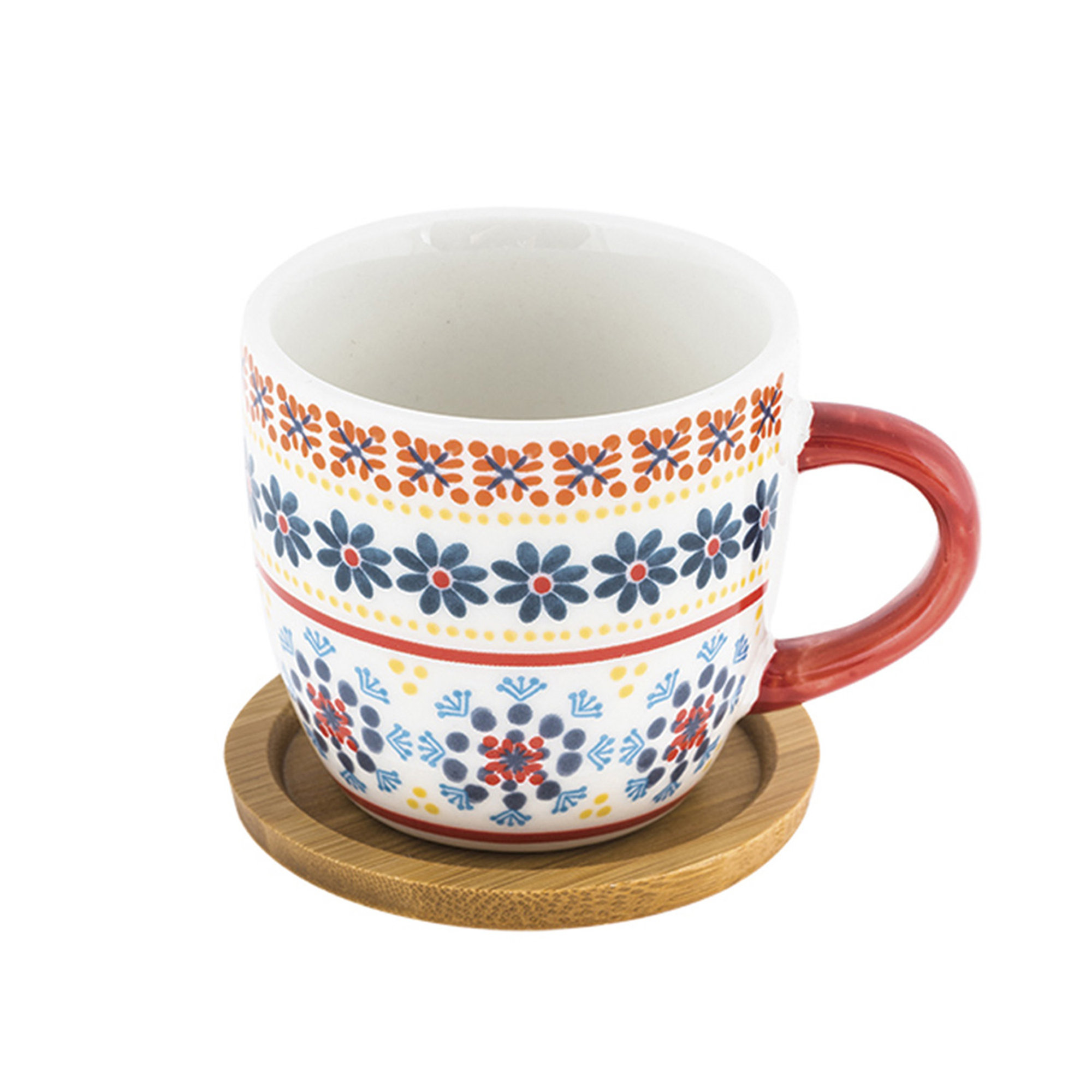 Tazza da caffè in porcellana con bamboo set 6 pezzi Gardeny rosso Villa Altachiara vista1