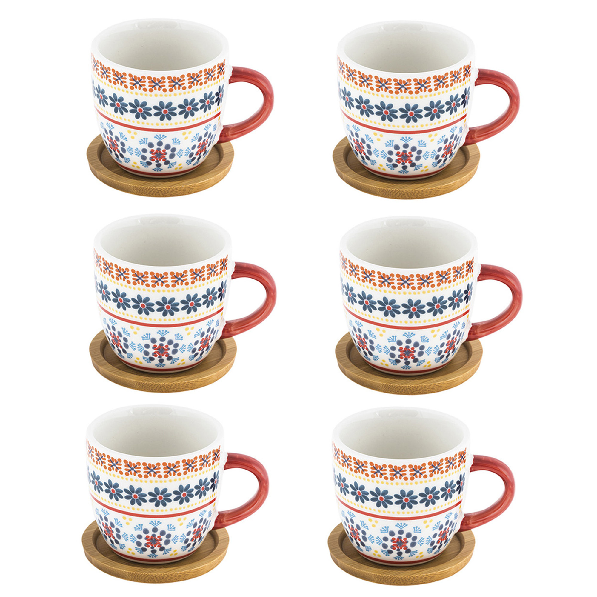 Tazza da caffè in porcellana con bamboo set 6 pezzi Gardeny rosso Villa Altachiara vista0