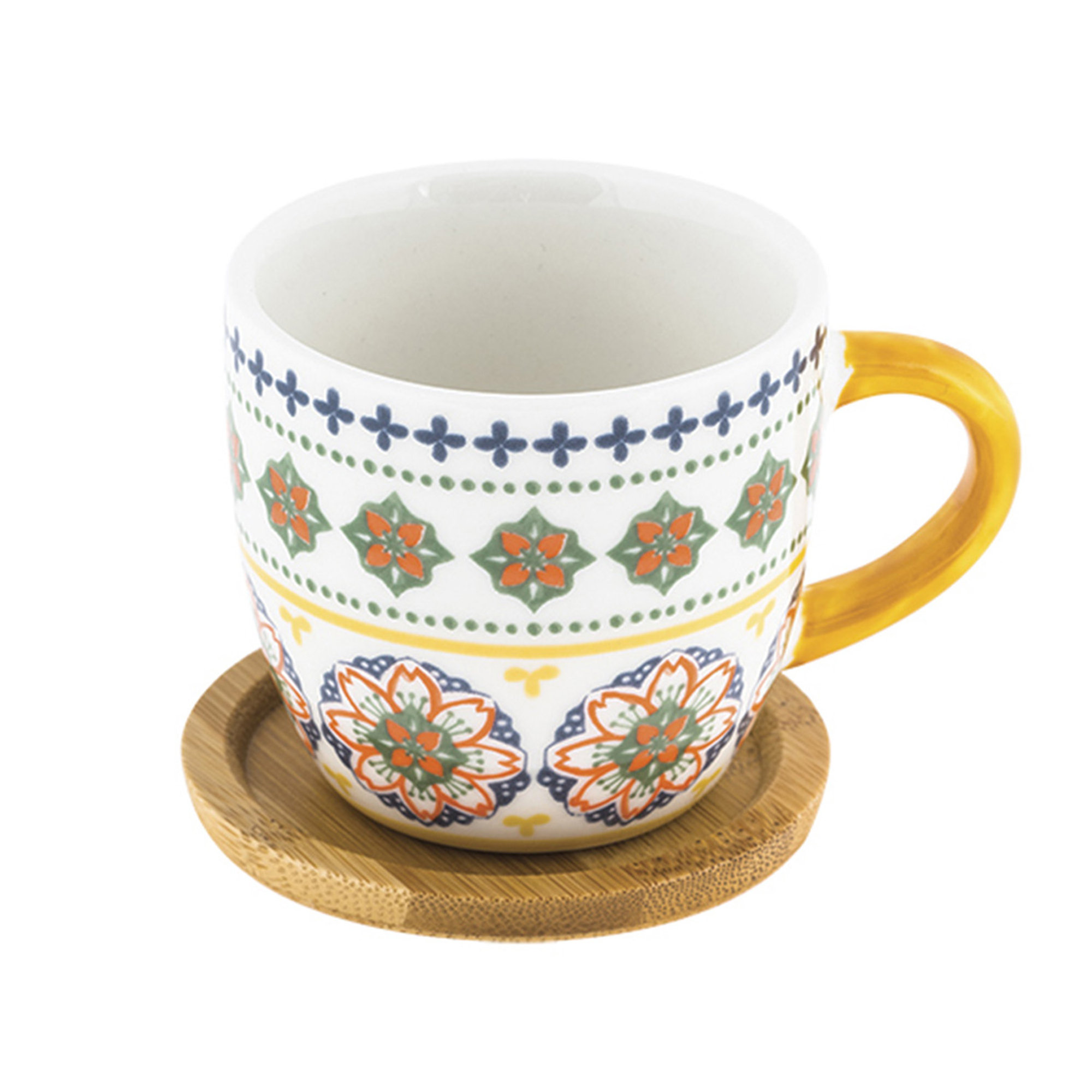 Tazza da caffè in porcellana con bamboo set 6 pezzi Gardeny giallo Villa Altachiara vista1