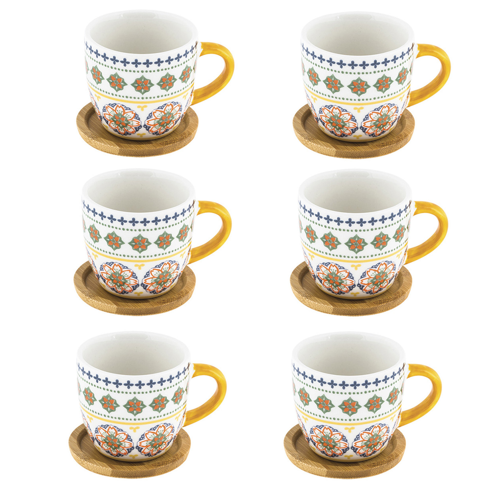 Tazza da caffè in porcellana con bamboo set 6 pezzi Gardeny giallo Villa Altachiara vista0
