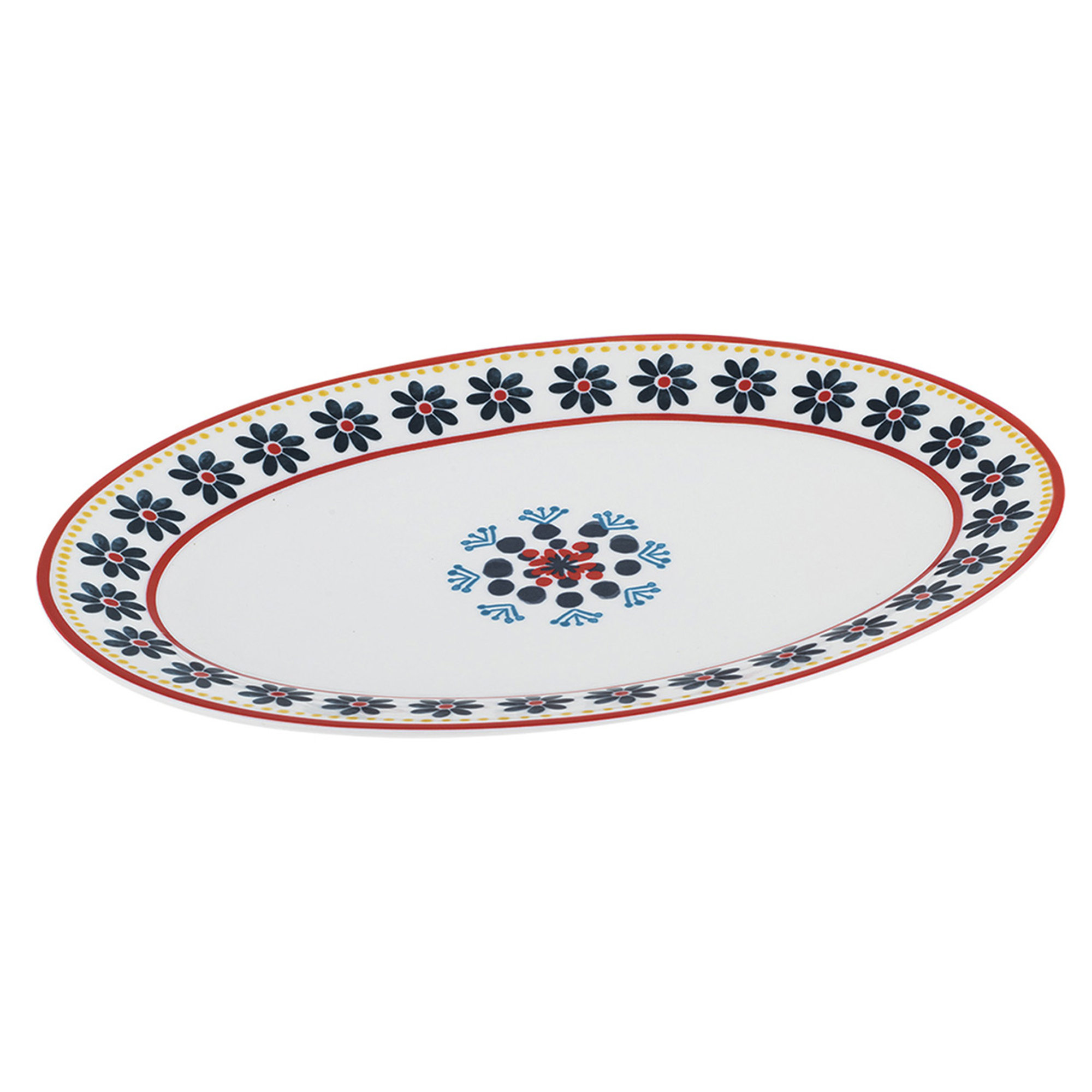 Piatto portata ovale Gardeny rosso new bone china cm 29,6x20,5x2 Villa Altachiara vista0