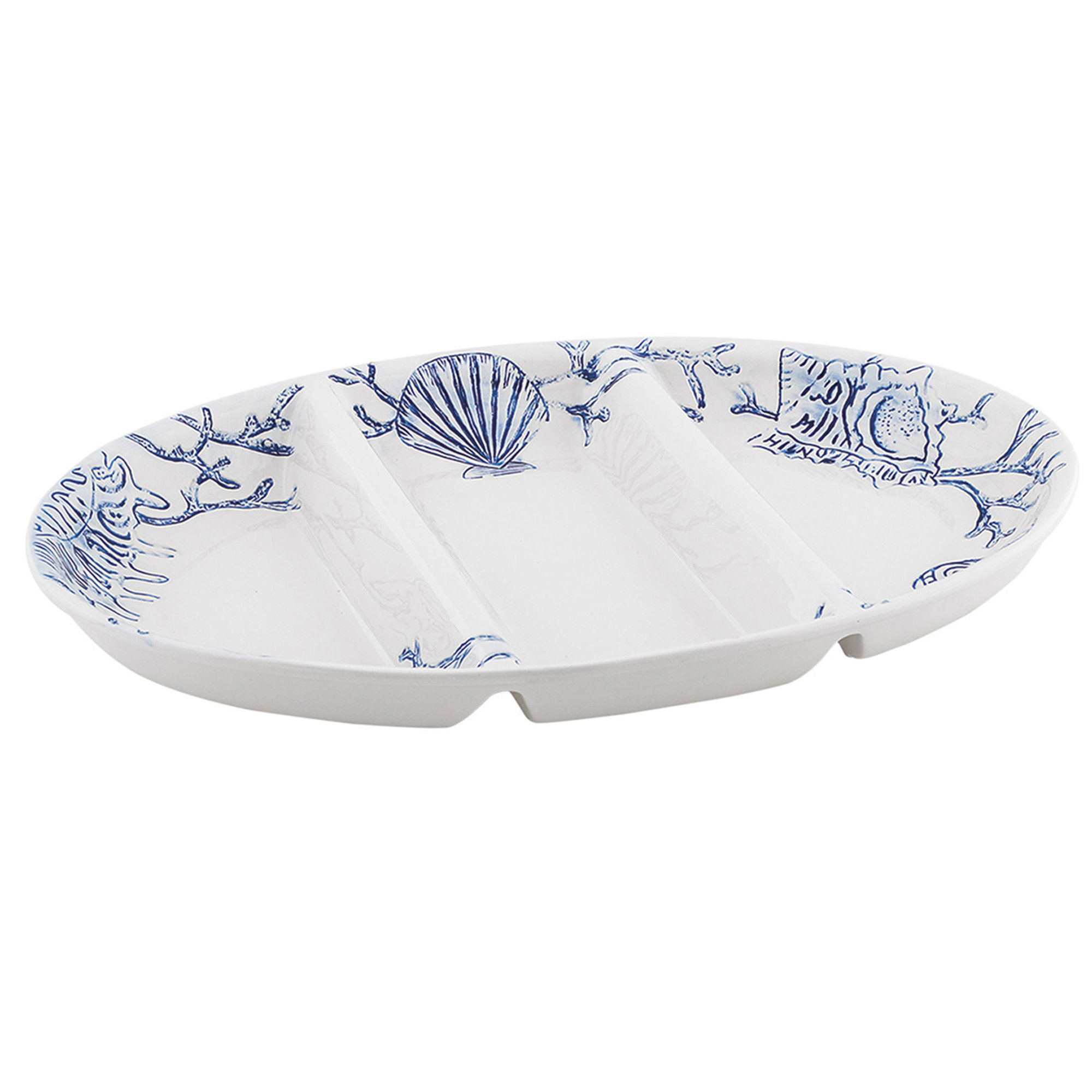 Piatto portata con scomparti ceramica Maris bianco cm 40x28x4,5 Villa Altachiara vista0
