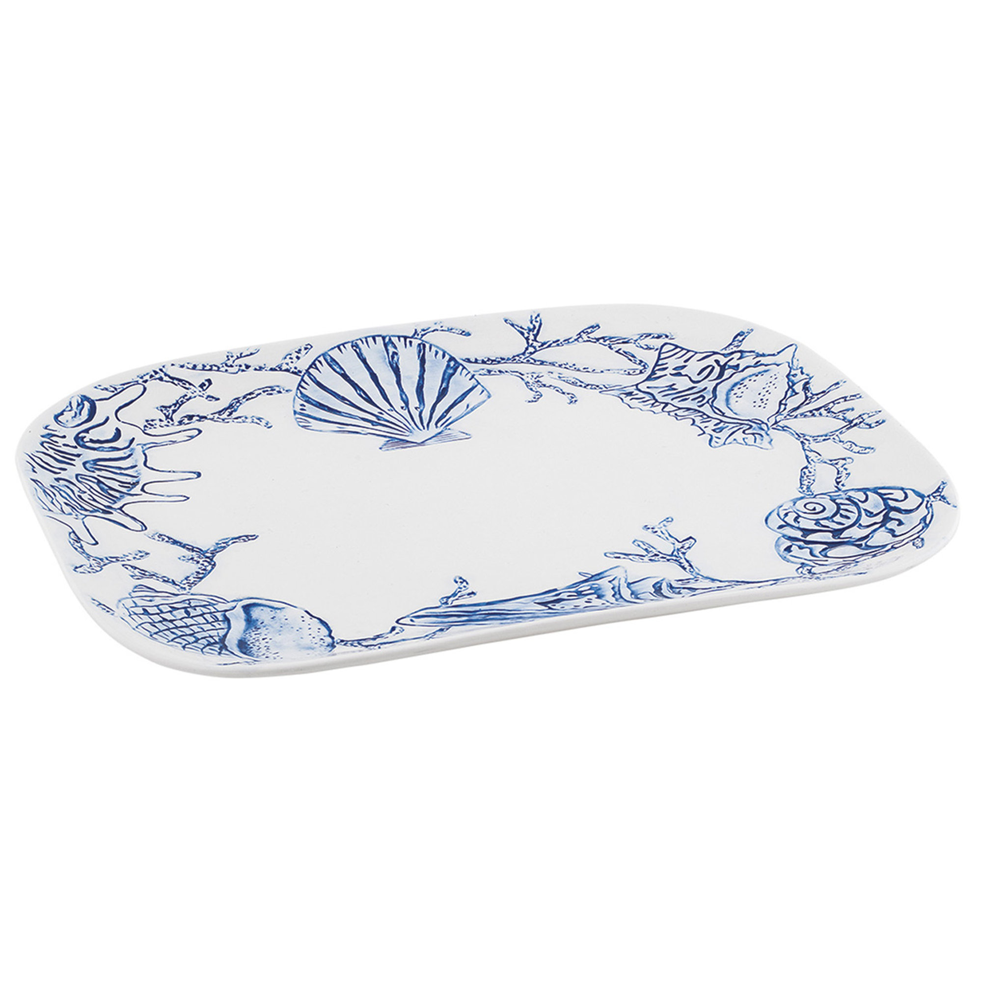 Piatto portata rettangolare ceramica Maris bianco cm 38x31x3 Villa Altachiara vista0