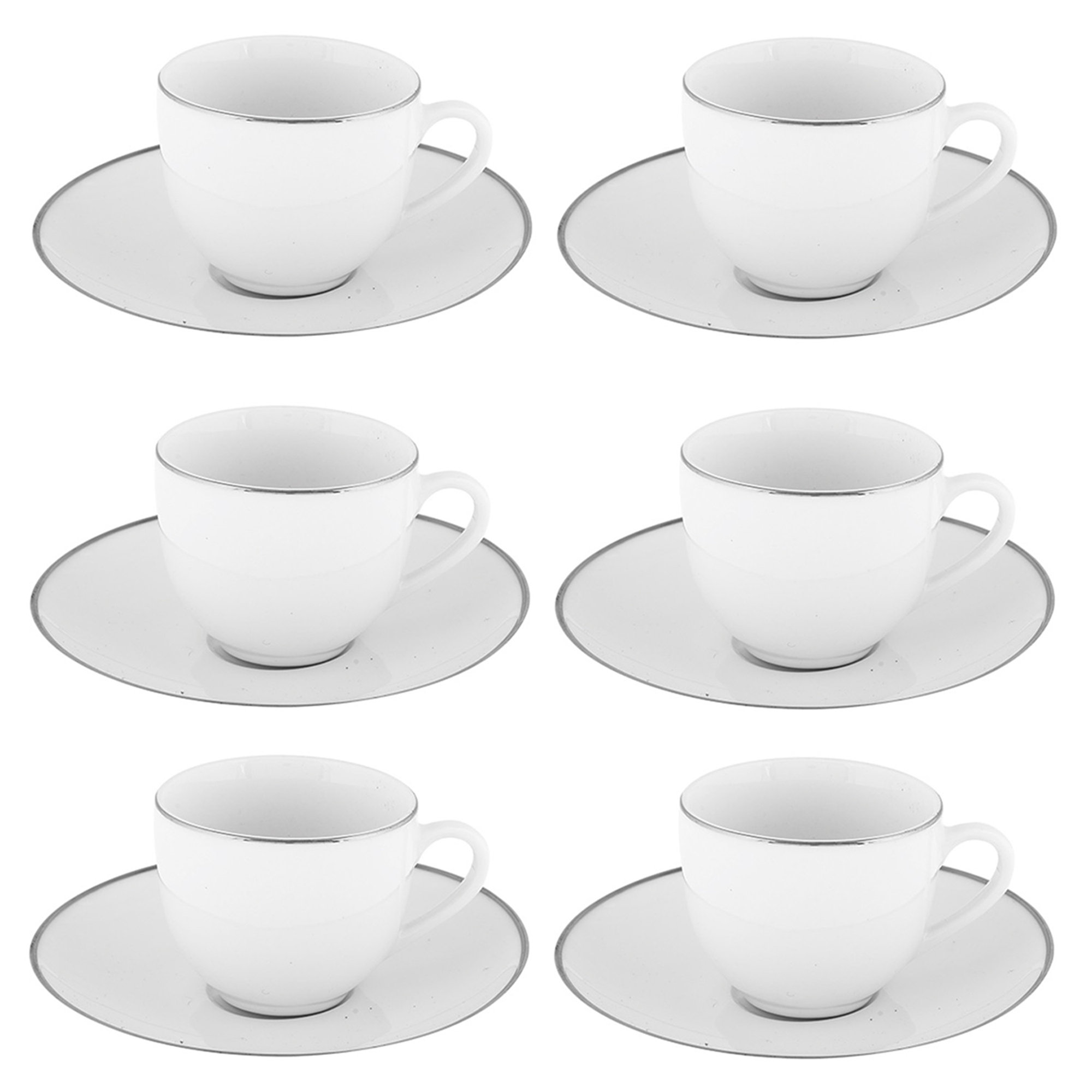 Tazza da caffè con piatto in porcellana set 6 pezzi Platinum chic Villa Altachiara vista0