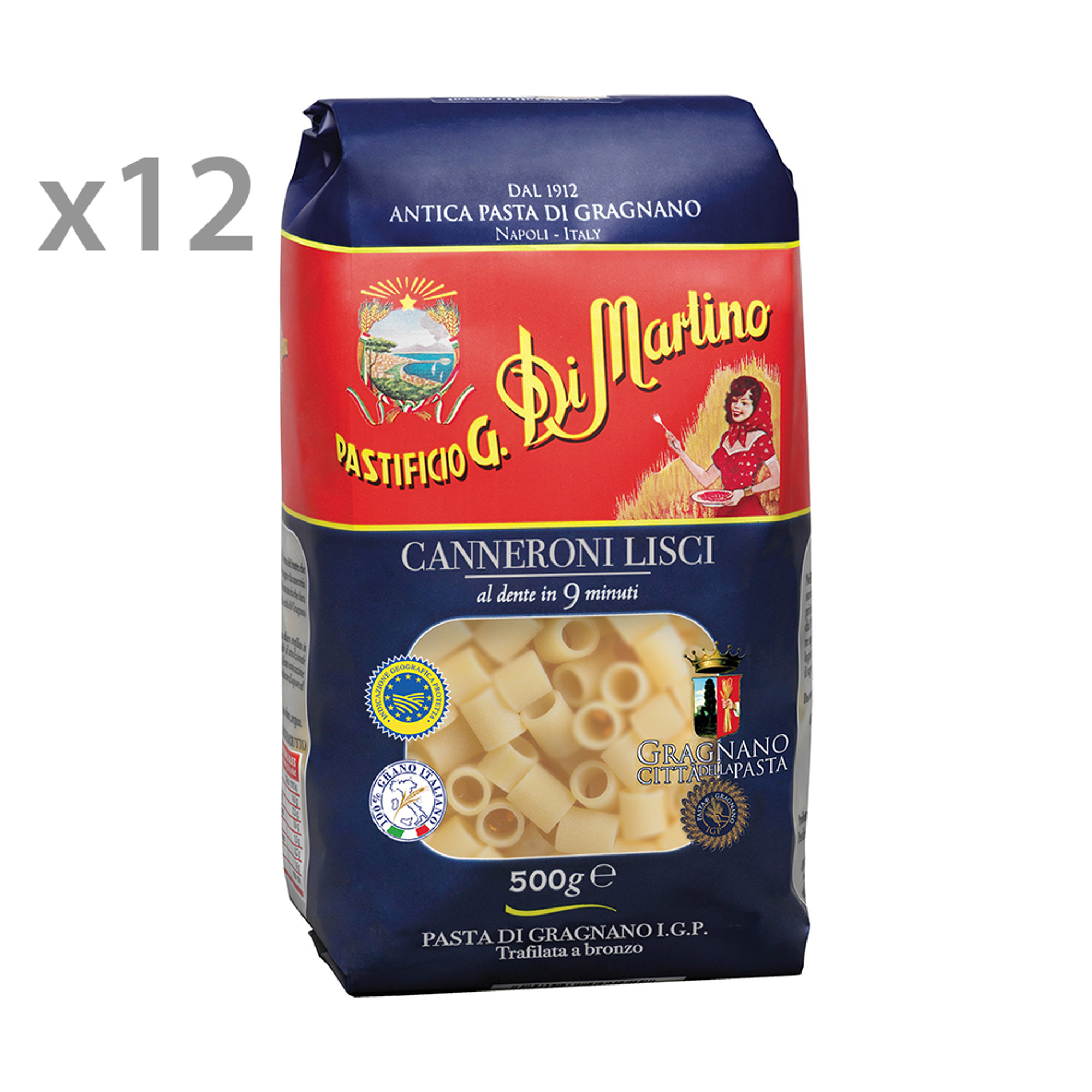 12 confezioni di canneroni lisci da 500 gr Pasta di Martino vista0