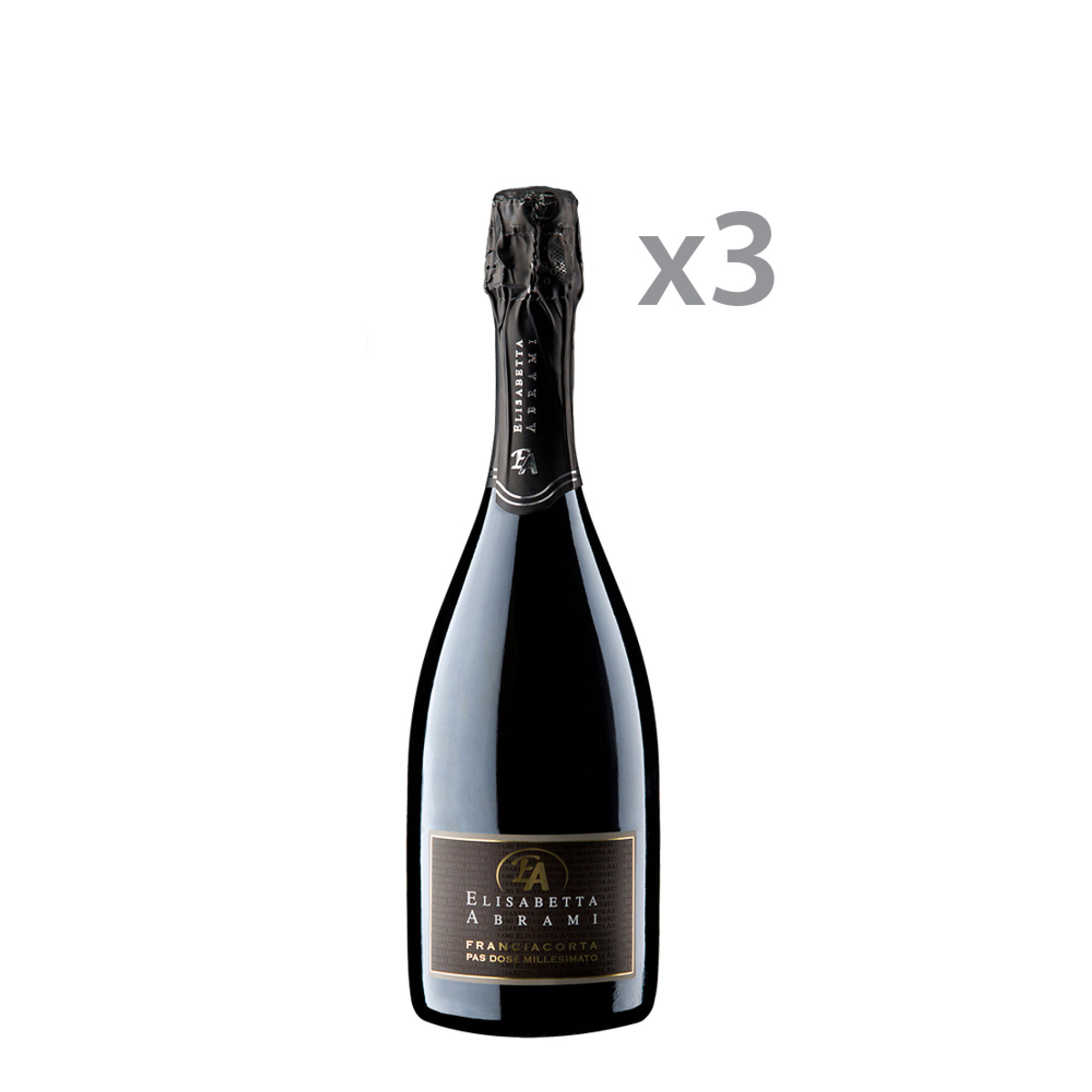 3 bottiglie Franciacorta Pas Dosè Millesimato DOCG da 0,75 lt Elisabetta Abrami vista0