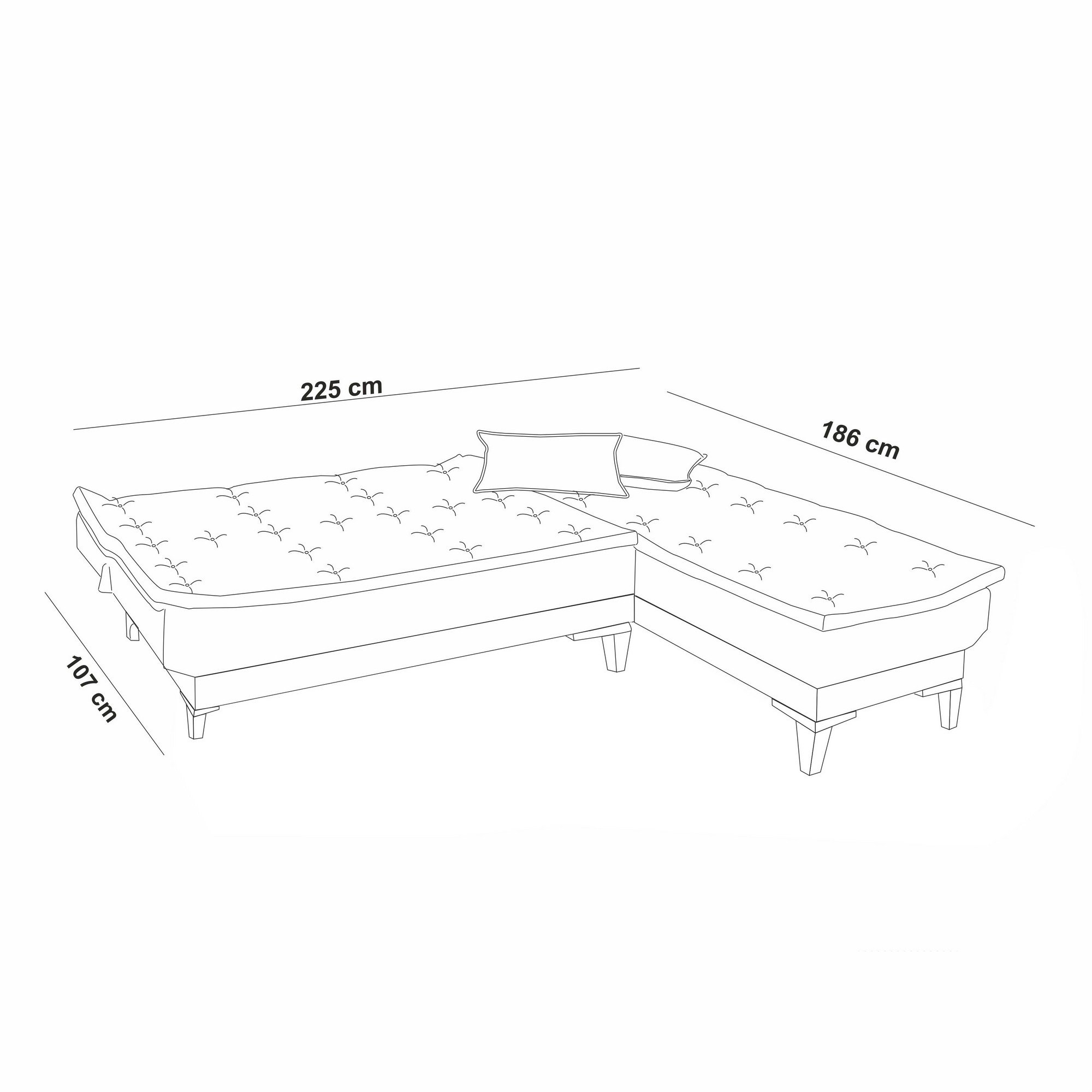 Divano letto angolare rosso bordeaux Atelier del sofa vista3