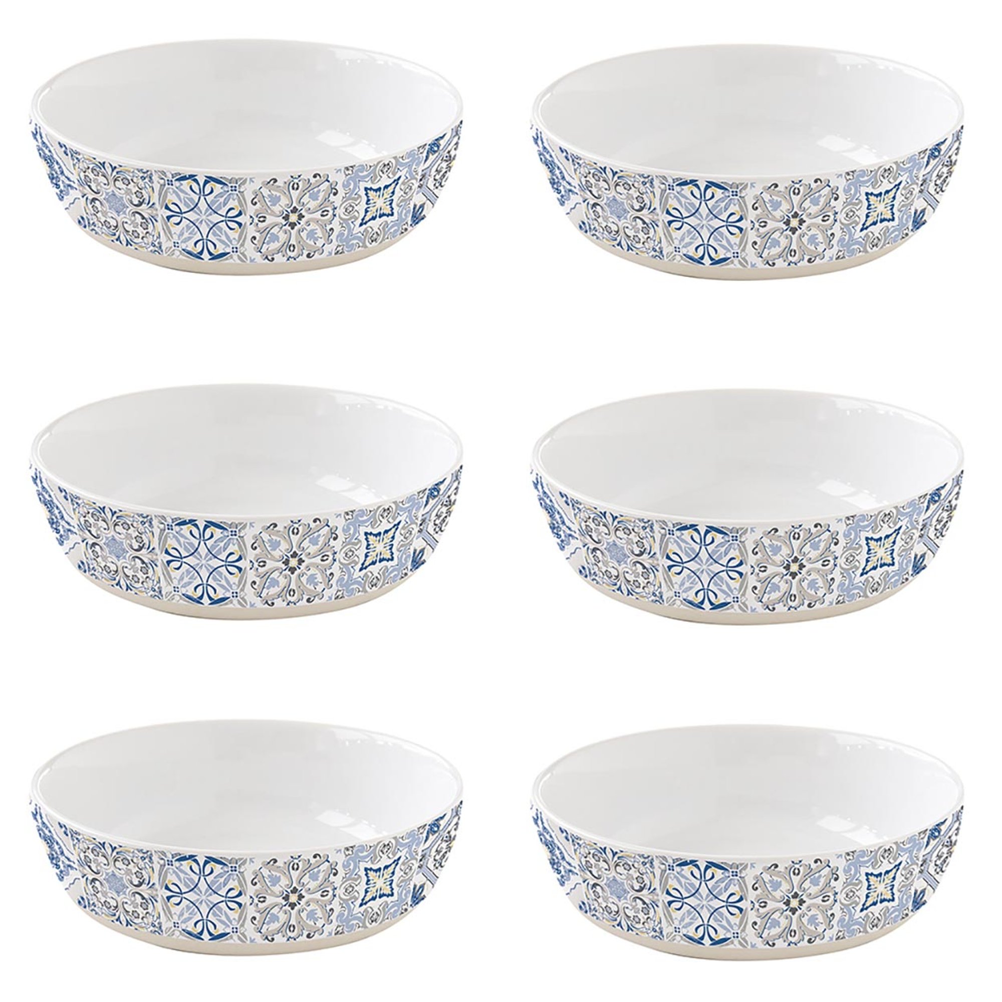 Service 6 assiettes creuses Ø 18 cm en grès CASA DECOR BLEU Easy life vista0