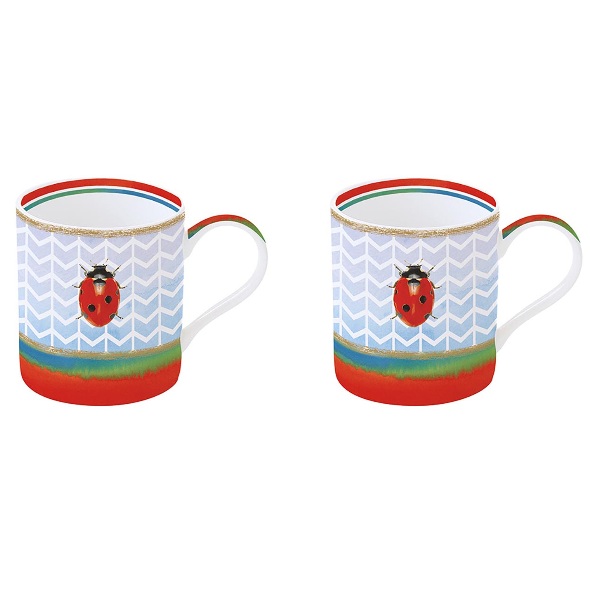 Set of 2 porcelain cups 350 ml in colored box LADYBUG Easy life vista0