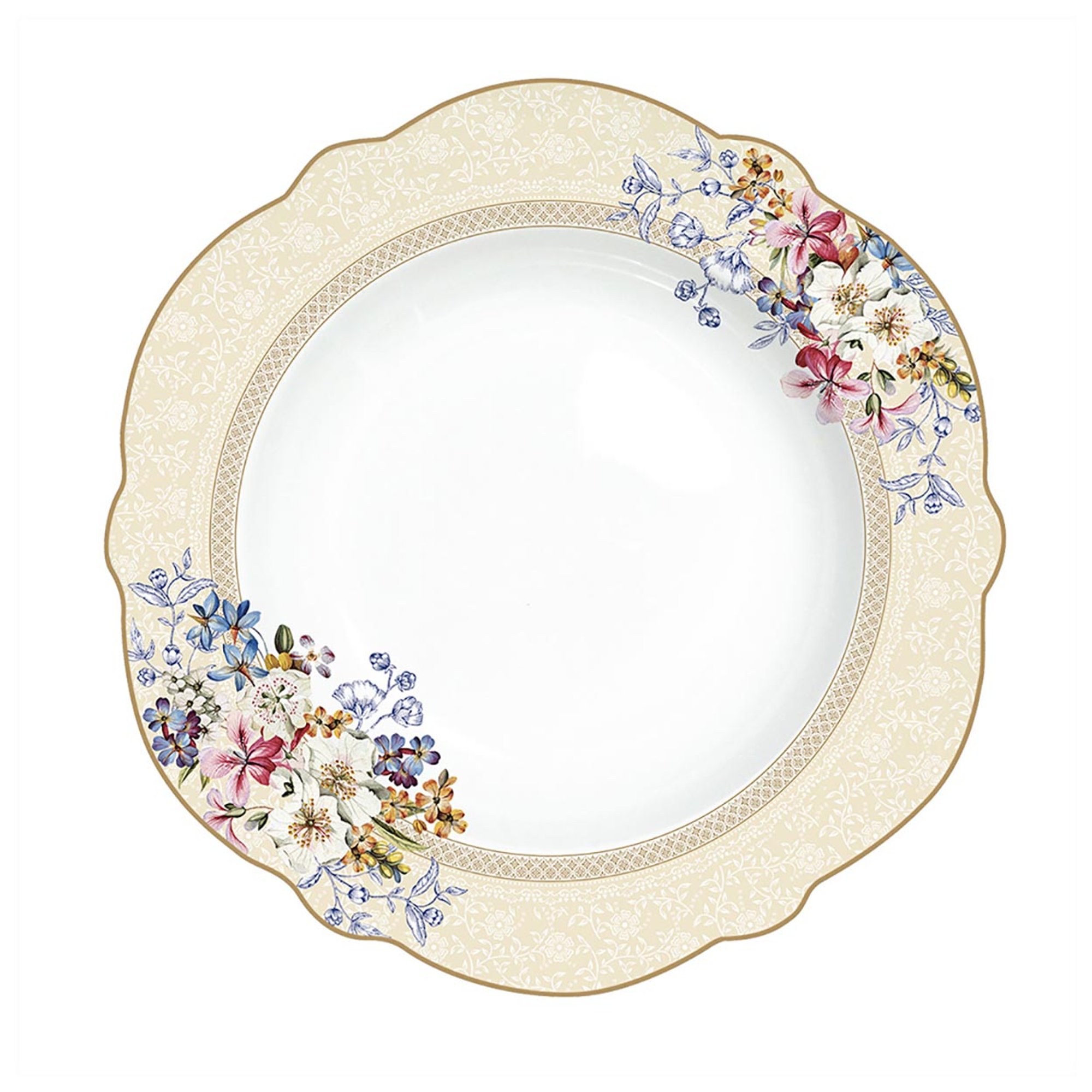 Set de 6 assiettes creuses en porcelaine Ø 23 cm JARDIN ORIENTAL Easy life vista1