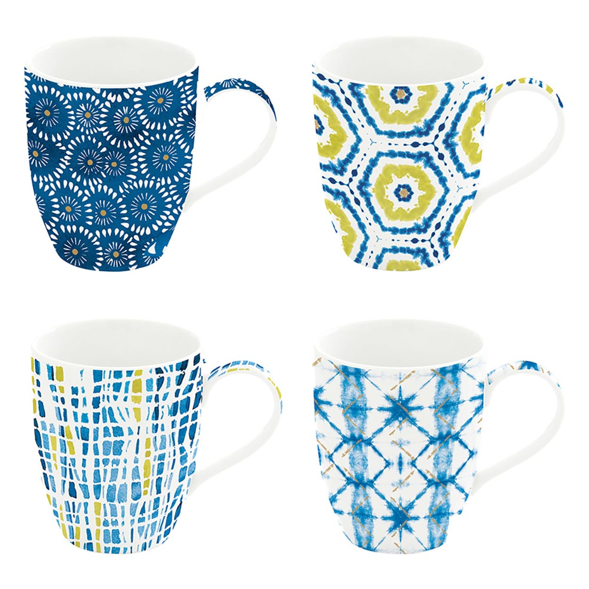 Set de 4 tasses en porcelaine de 350 ml en coffret coloré SHIBORI Easy life vista0