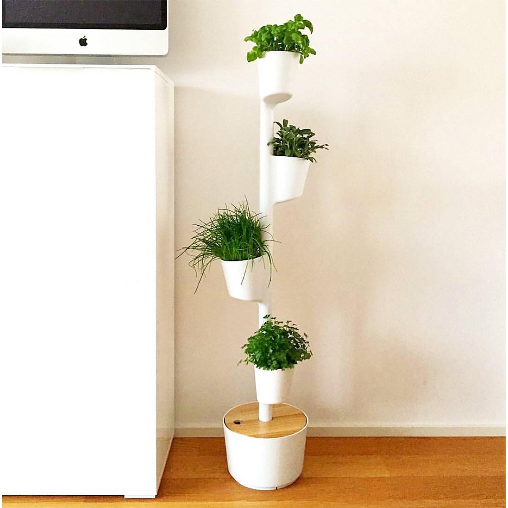 Jardín de hierbas vertical con autorriego, blanco, 4 jardineras CitySens vista2