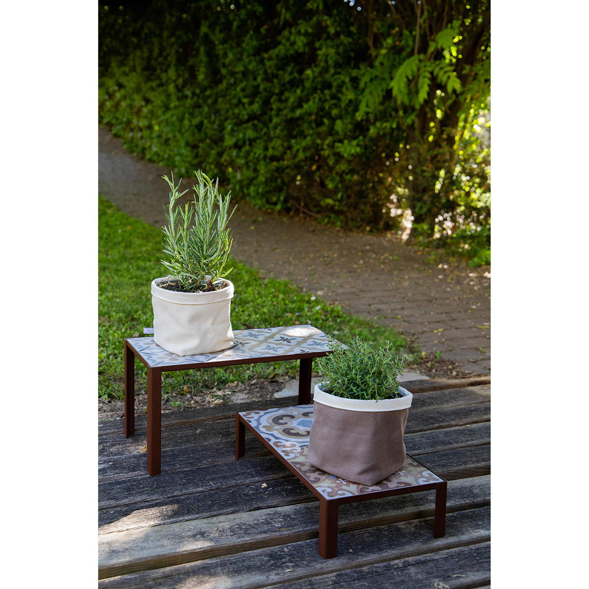 Set alzata Domino corten con gres 20x40xH20 Abert vista1