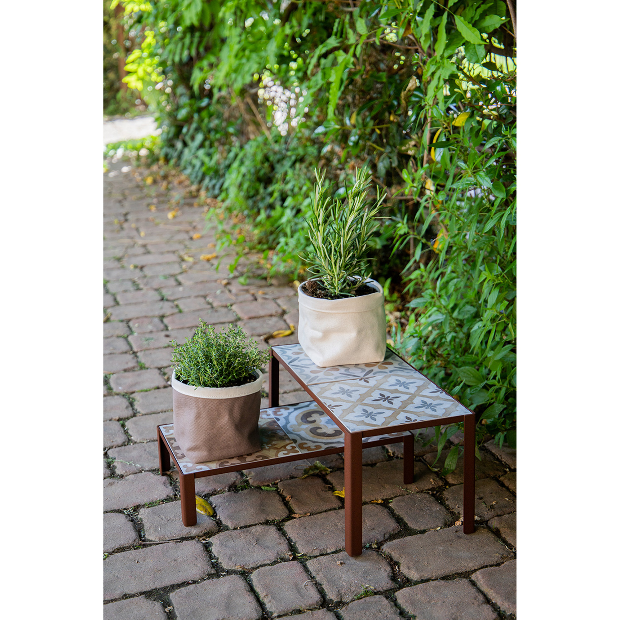 Set alzata Domino corten con gres 20x40xH20 Abert vista2