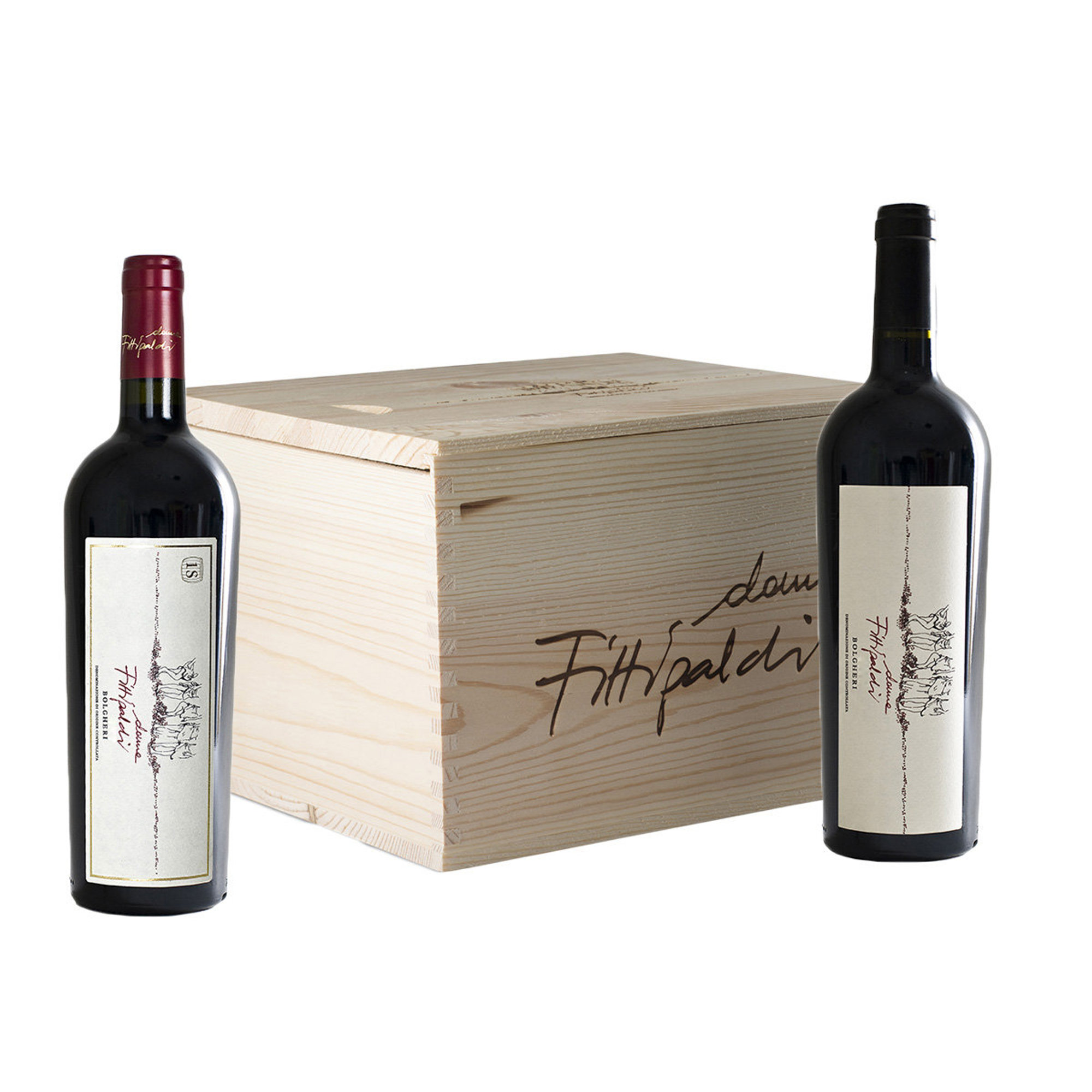 2 mixed bottles in wooden box: Bolgheri DOC 2020 - Bolgheri DOC Superiore 2019 Donne Fittipaldi vista0