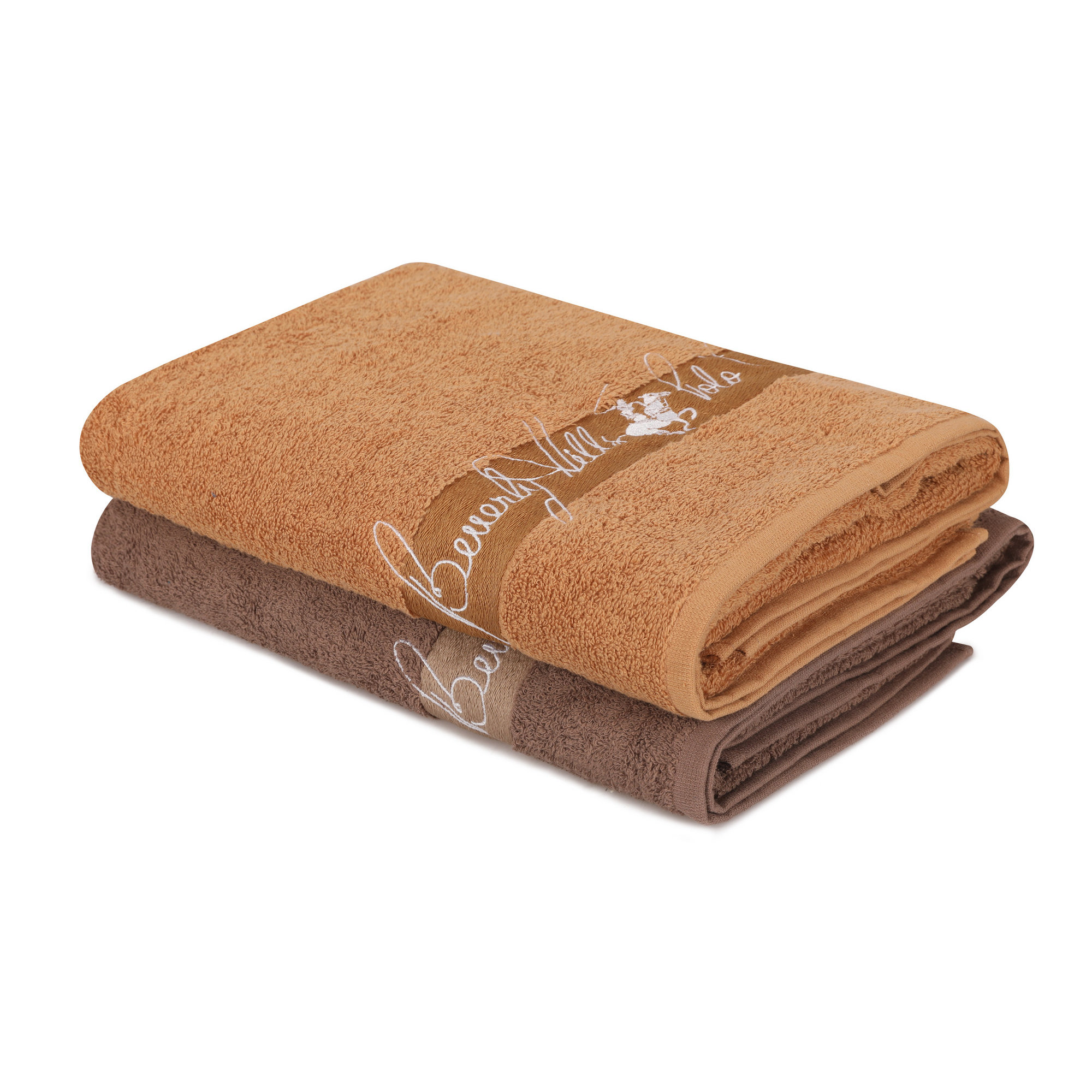 Set Asciugamani (2 Pezzi) Marrone Caramello Beverly Hills Polo Club vista0