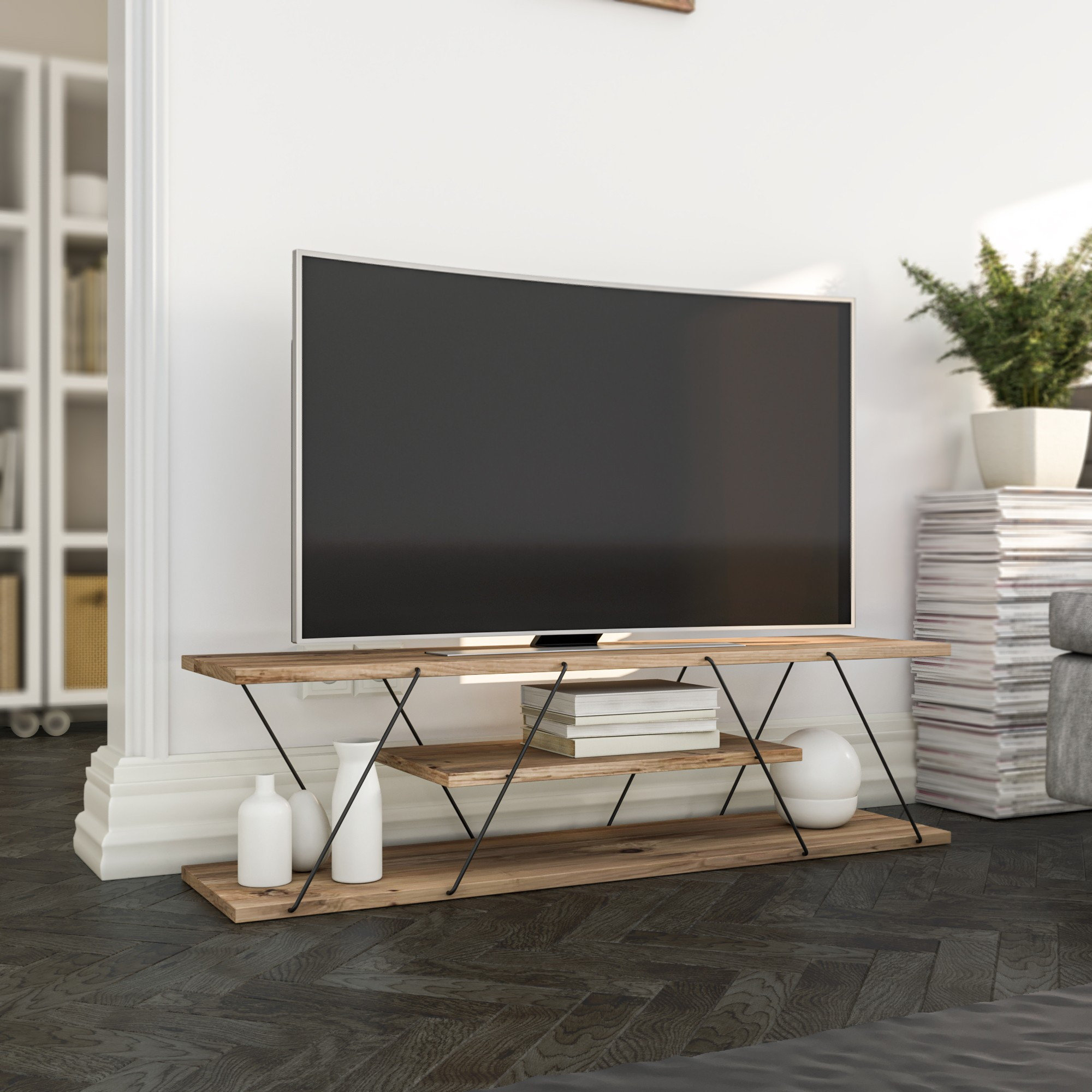 Canvas - Meuble tv en noyer noir Hanah home vista4