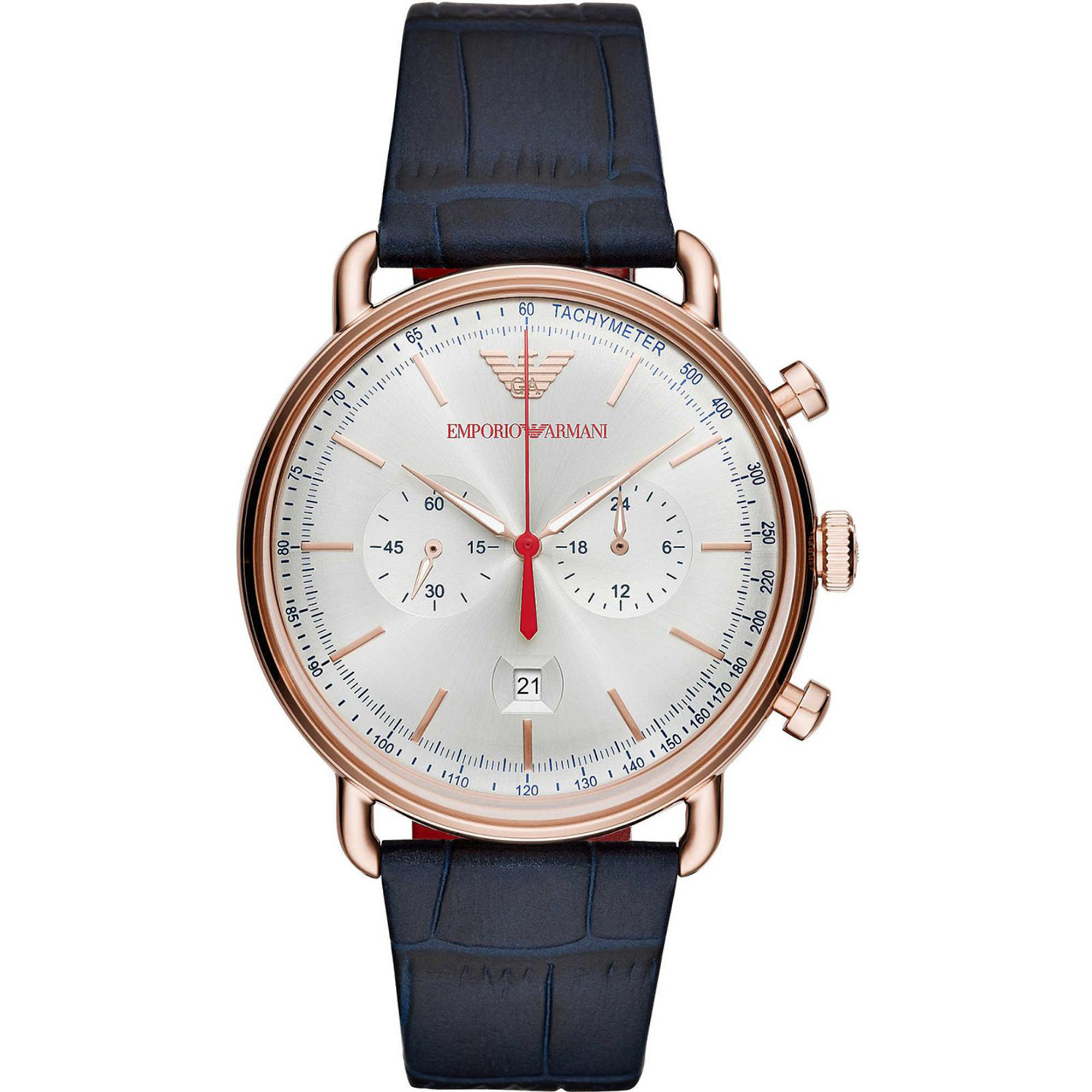 Orologio Cronografo da Polso Emporio Armani con cinturino in pelle movimento al Quarzo Blu Armani vista0