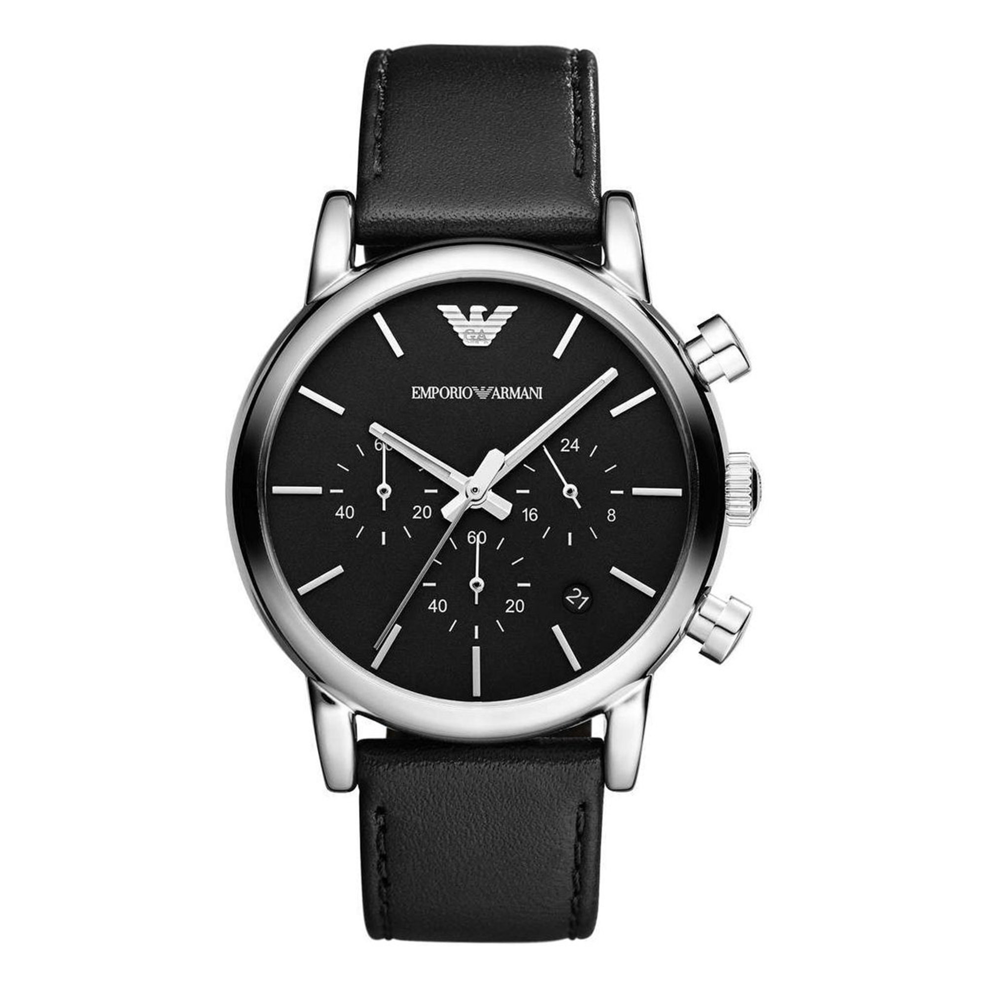Orologio Cronografo da Polso Emporio Armani con cinturino in pelle movimento al Quarzo Nero Armani vista0