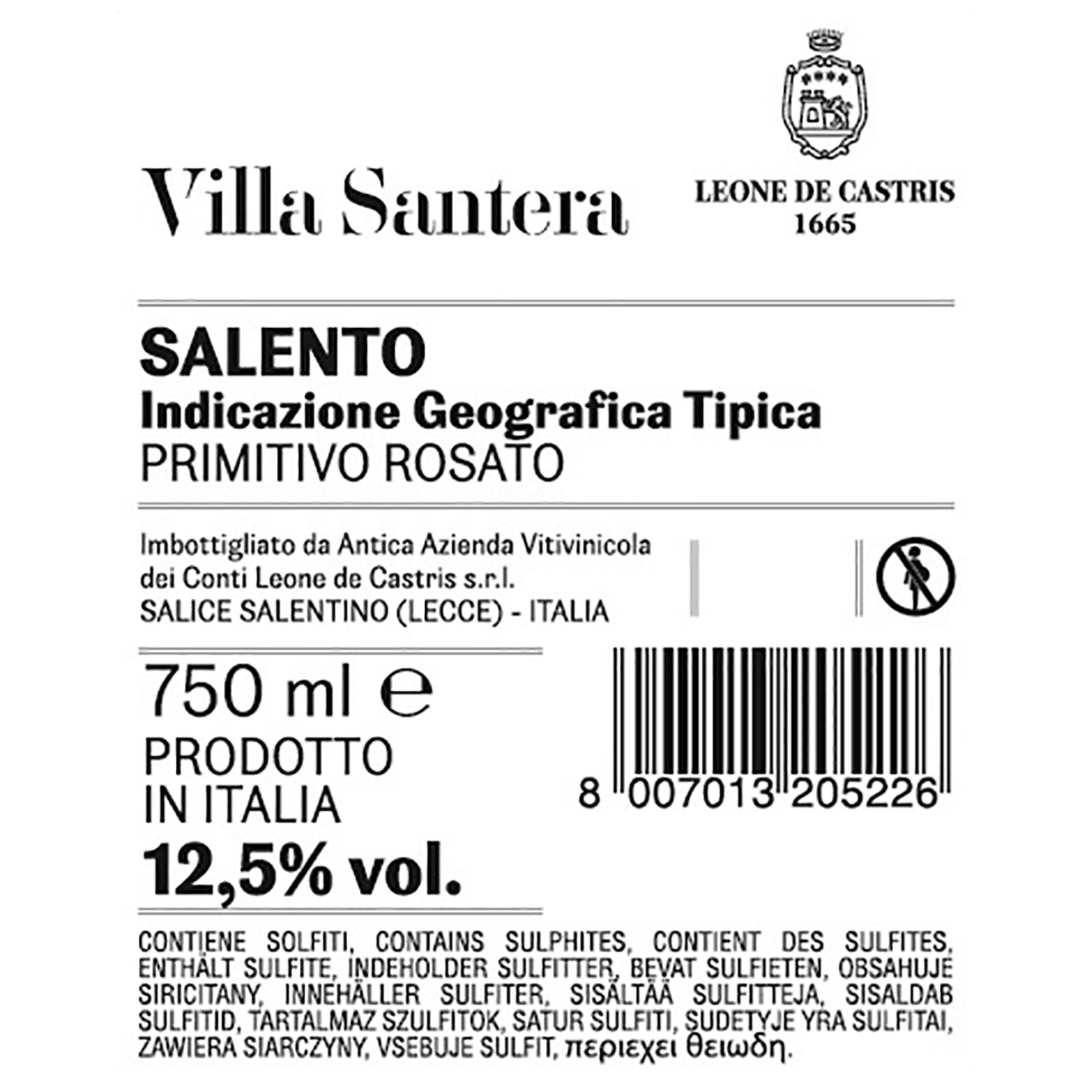 3 bottiglie - Villa Santera Primitivo Rosato 2021 Leone de Castris vista1