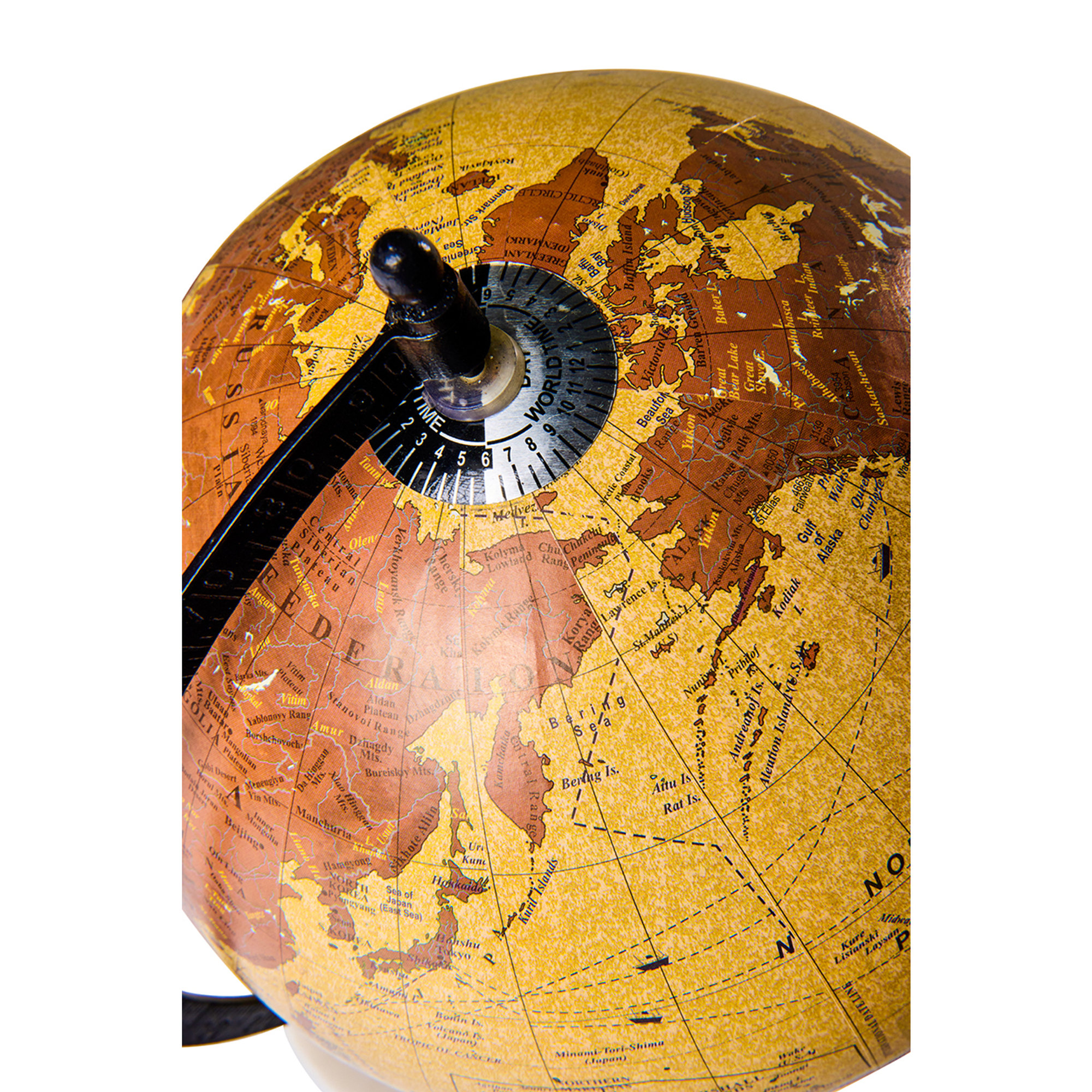 globo terráqueo beige con base de mármol, beige, negro, blanco Novità Home Obsoleto vista1