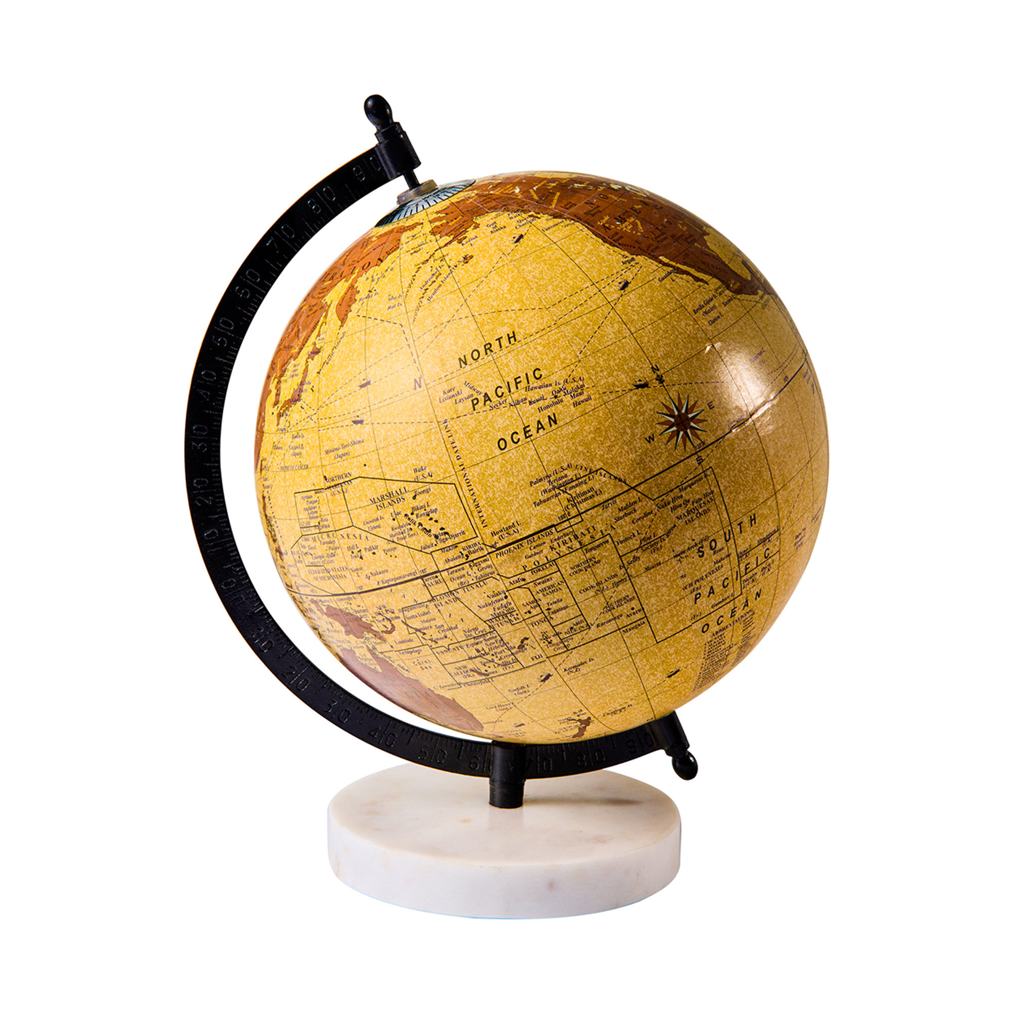 globo terráqueo beige con base de mármol, beige, negro, blanco Novità Home Obsoleto vista0