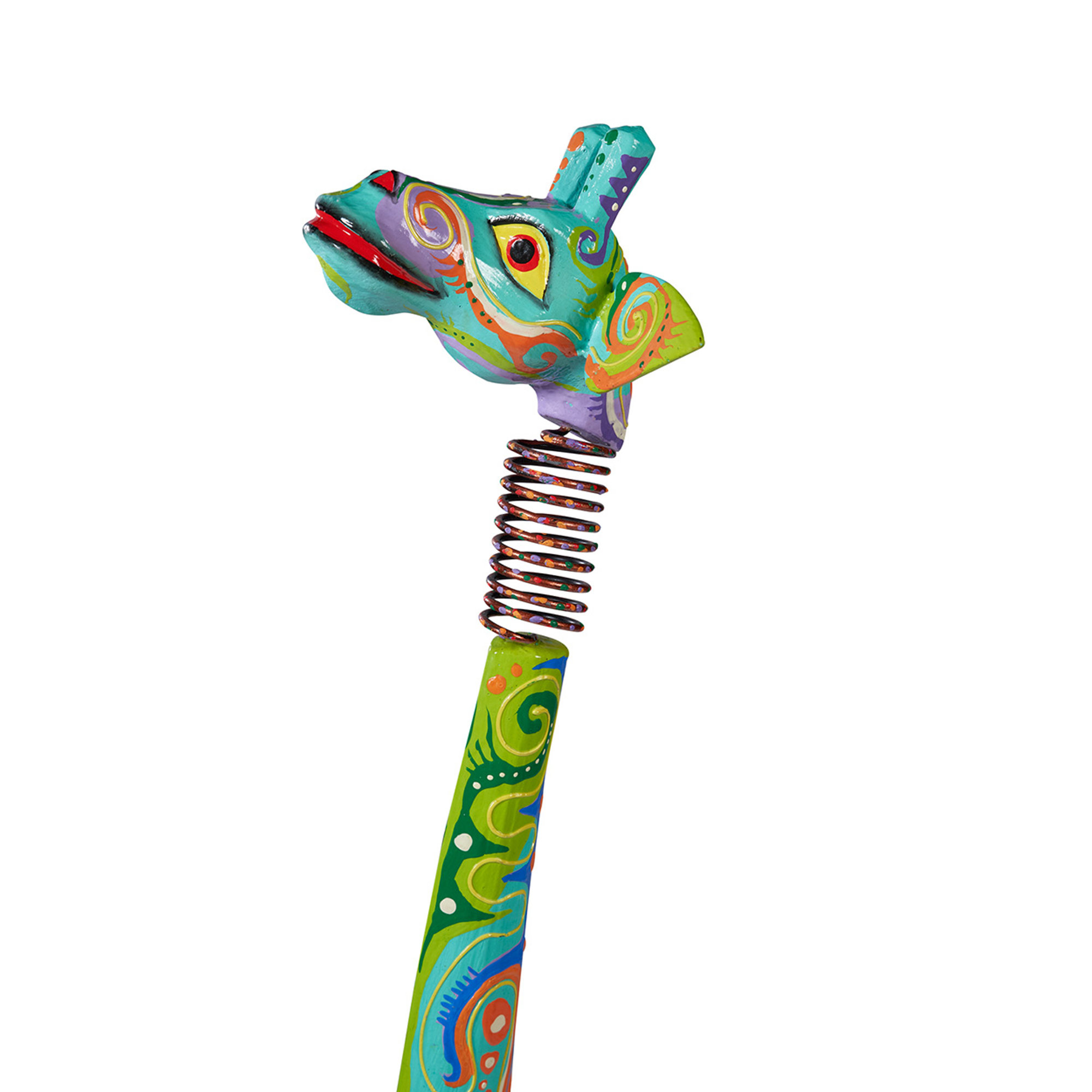 décor haut de cou à ressort girafe en bois turquoise, multicolore Novità Home vista1