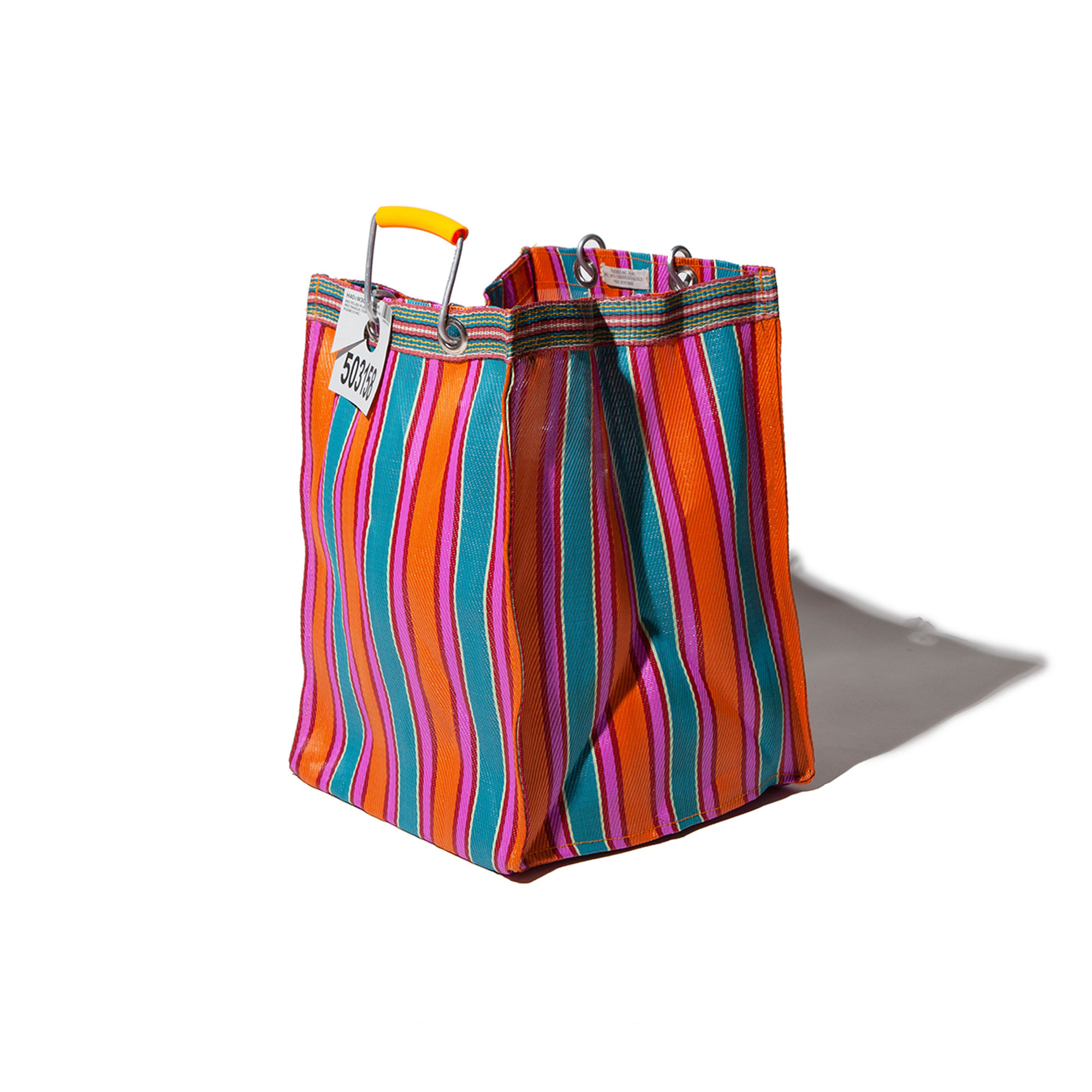 Sacchetto a strisce in plastica riciclata rect-d26/f arancione x rosa Puebco vista0